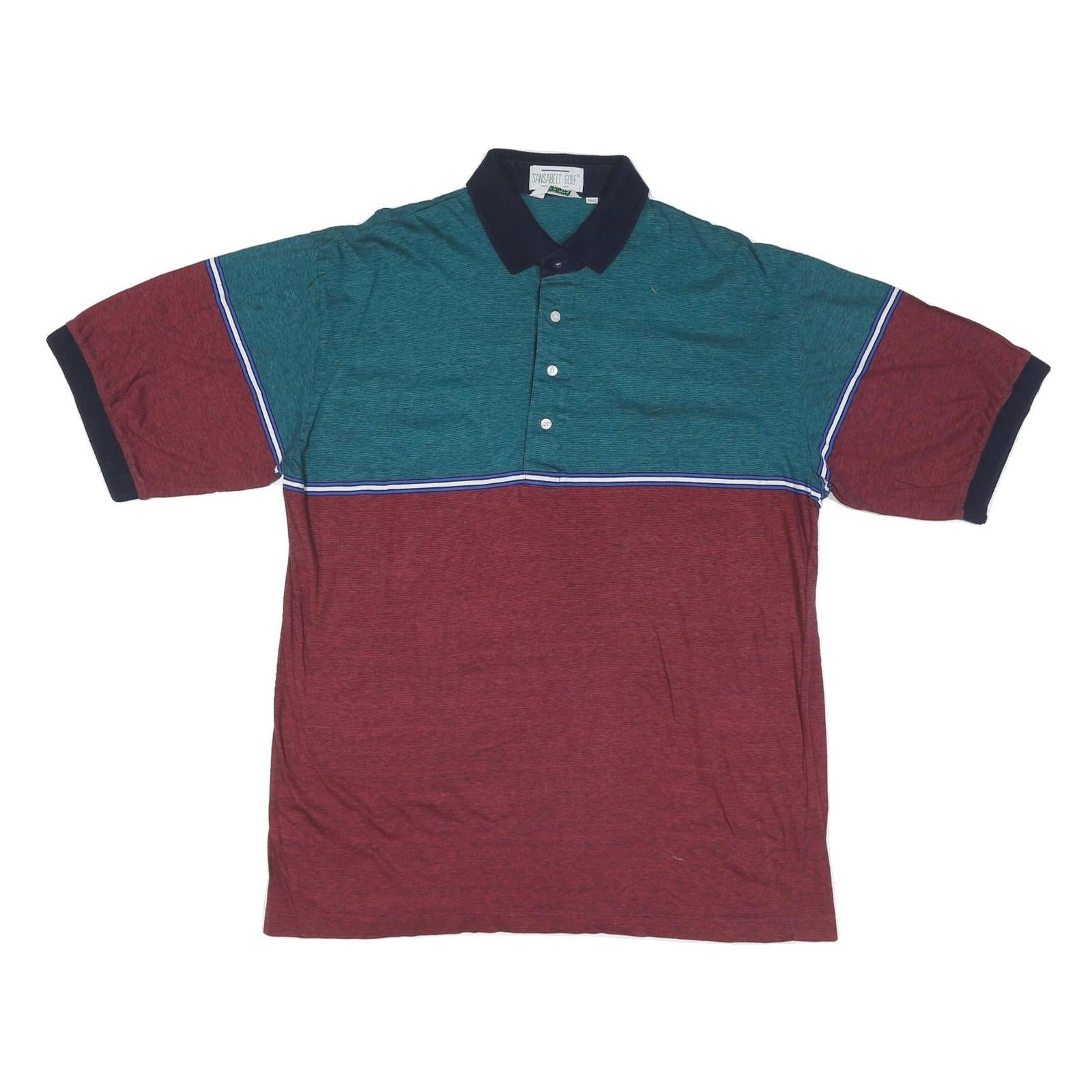SANSABELT Mens Blue & Maroon Short Sleeve Polo Shirt XL Cotton Blend Casual Refurbished - N/A refurbished available on Cerqular
