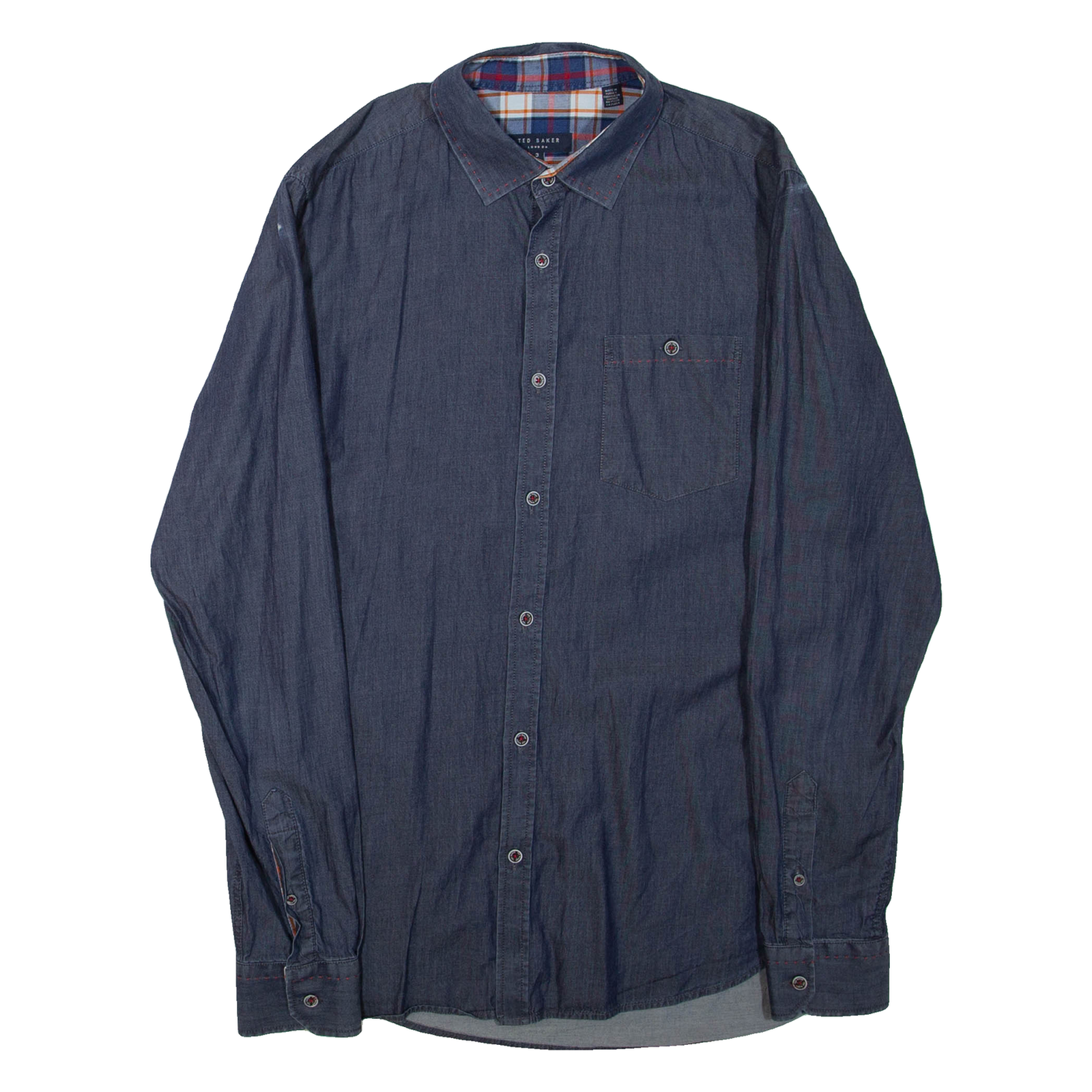 TED BAKER Mens Plain Shirt Blue Long Sleeve S Refurbished - N/A refurbished available on Cerqular