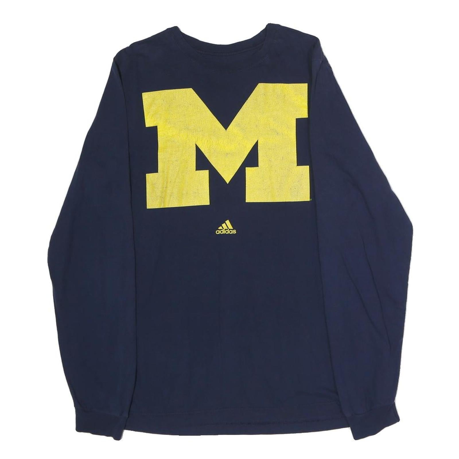 ADIDAS Mens Navy Blue Yellow Graphic Modern T-Shirt Long Sleeve Crew Neck M Refurbished - N/A refurbished available on Cerqular