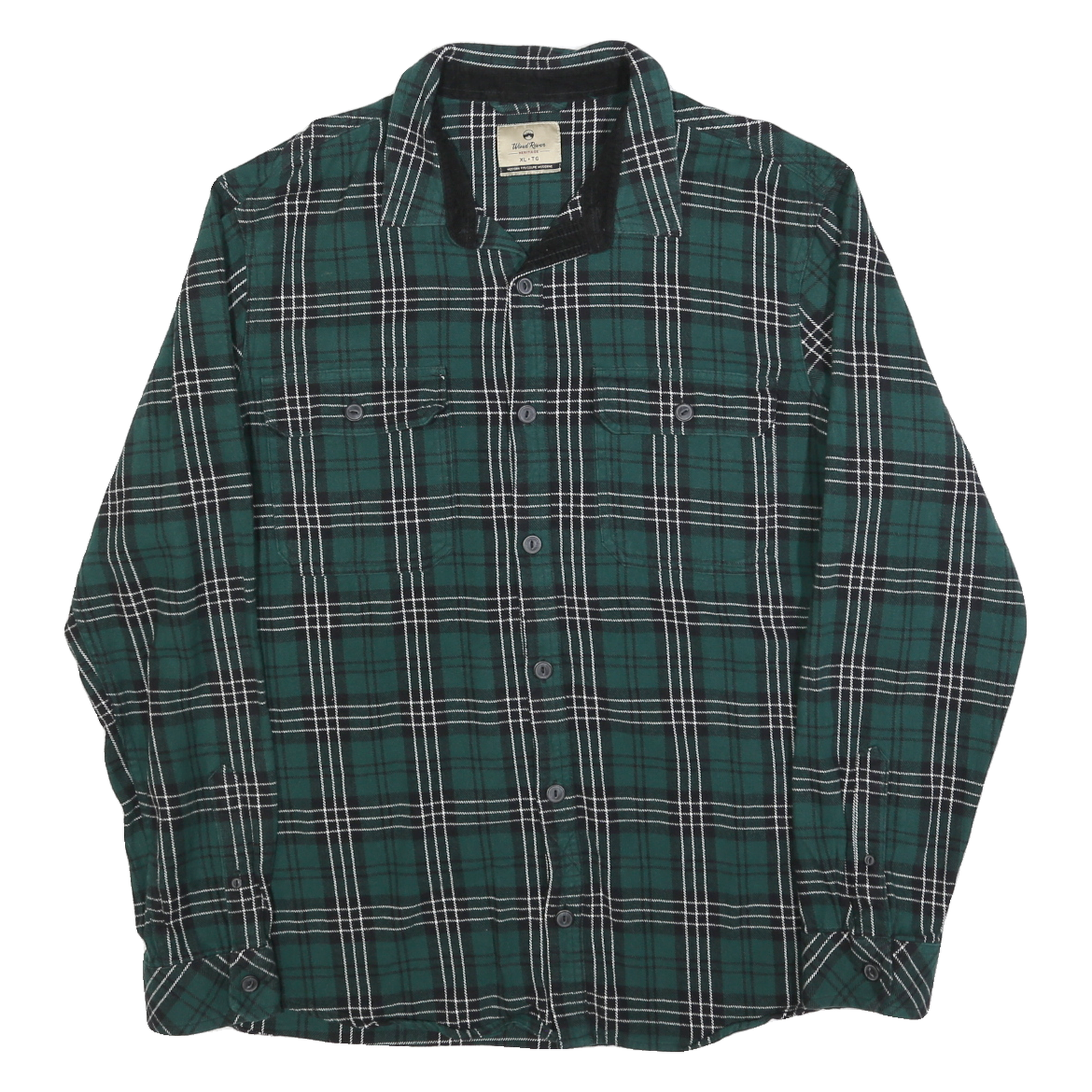 WIND RIVER Mens Green & Black Check Shirt XL Cotton Blend Casual Long Sleeve Refurbished - N/A refurbished available on Cerqular