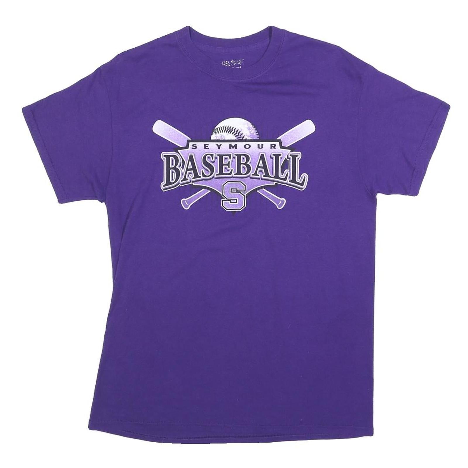 GILDAN Mens Purple Seymour Baseball Graphic T-Shirt M Short Sleeve Crew Neck Refurbished - N/A refurbished available on Cerqular