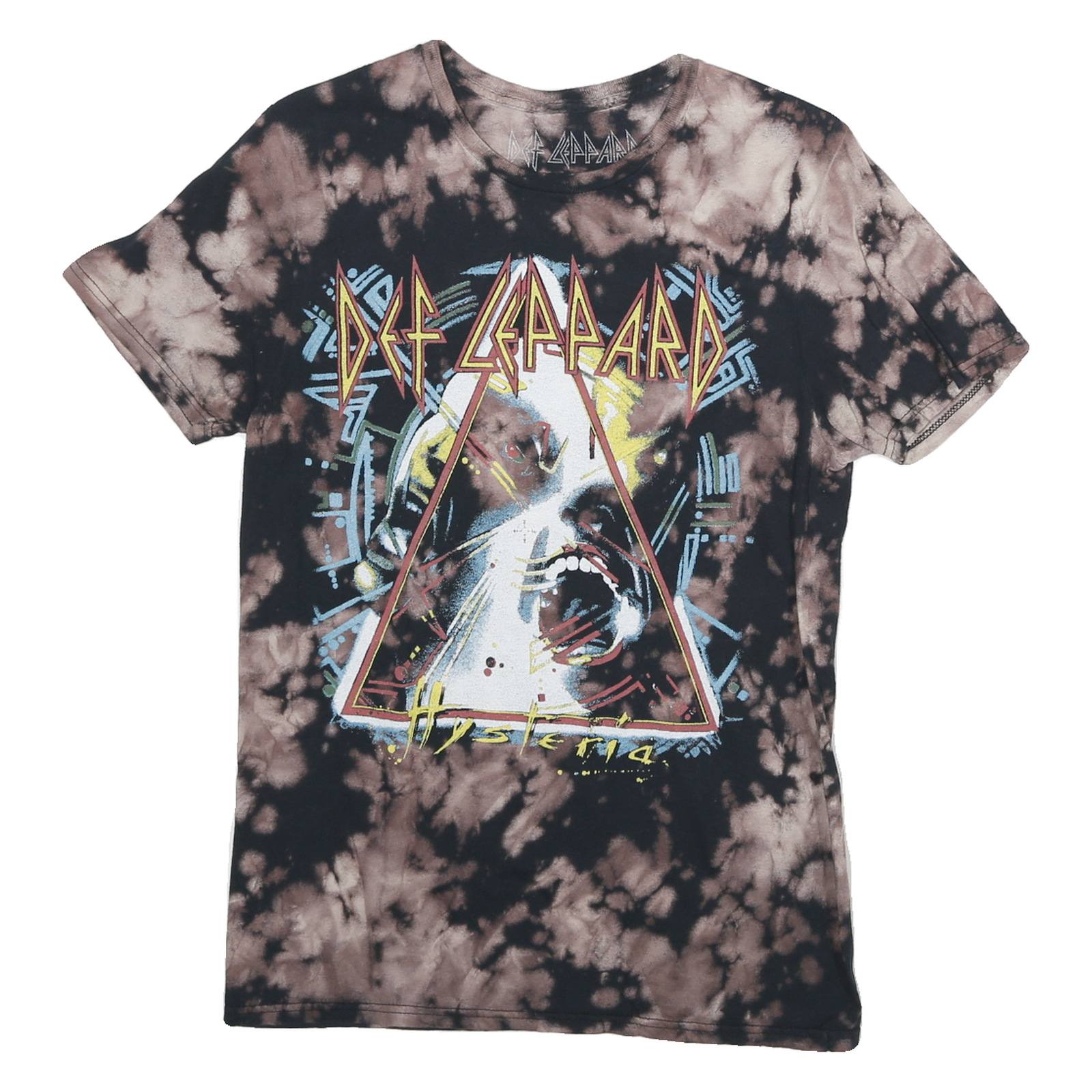 DEF LEPPARD Mens Black & Brown Tie Dye Graphic T-Shirt S Short Sleeve Crew Neck Refurbished - N/A refurbished available on Cerqular
