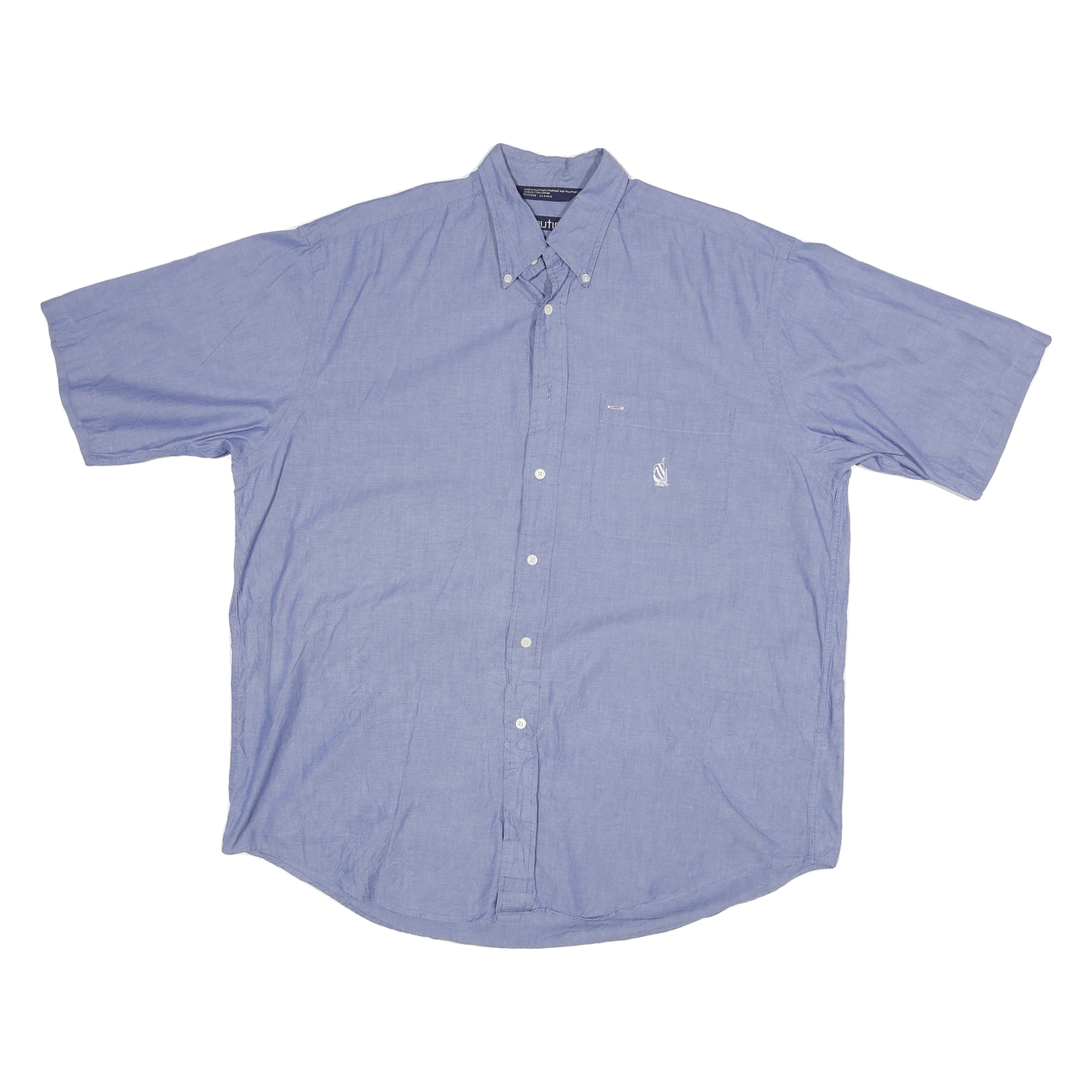 NAUTICA Mens Blue Cotton Blend Short Sleeve Shirt XL Button Down Casual Summer Refurbished - N/A refurbished available on Cerqular