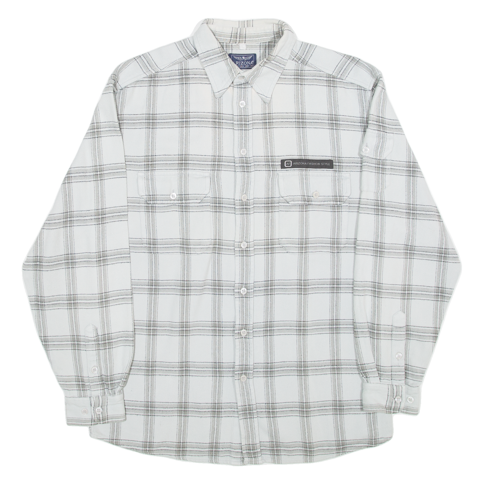 ARIZONA Mens Flannel Shirt Grey Plaid Long Sleeve M Refurbished - N/A refurbished available on Cerqular