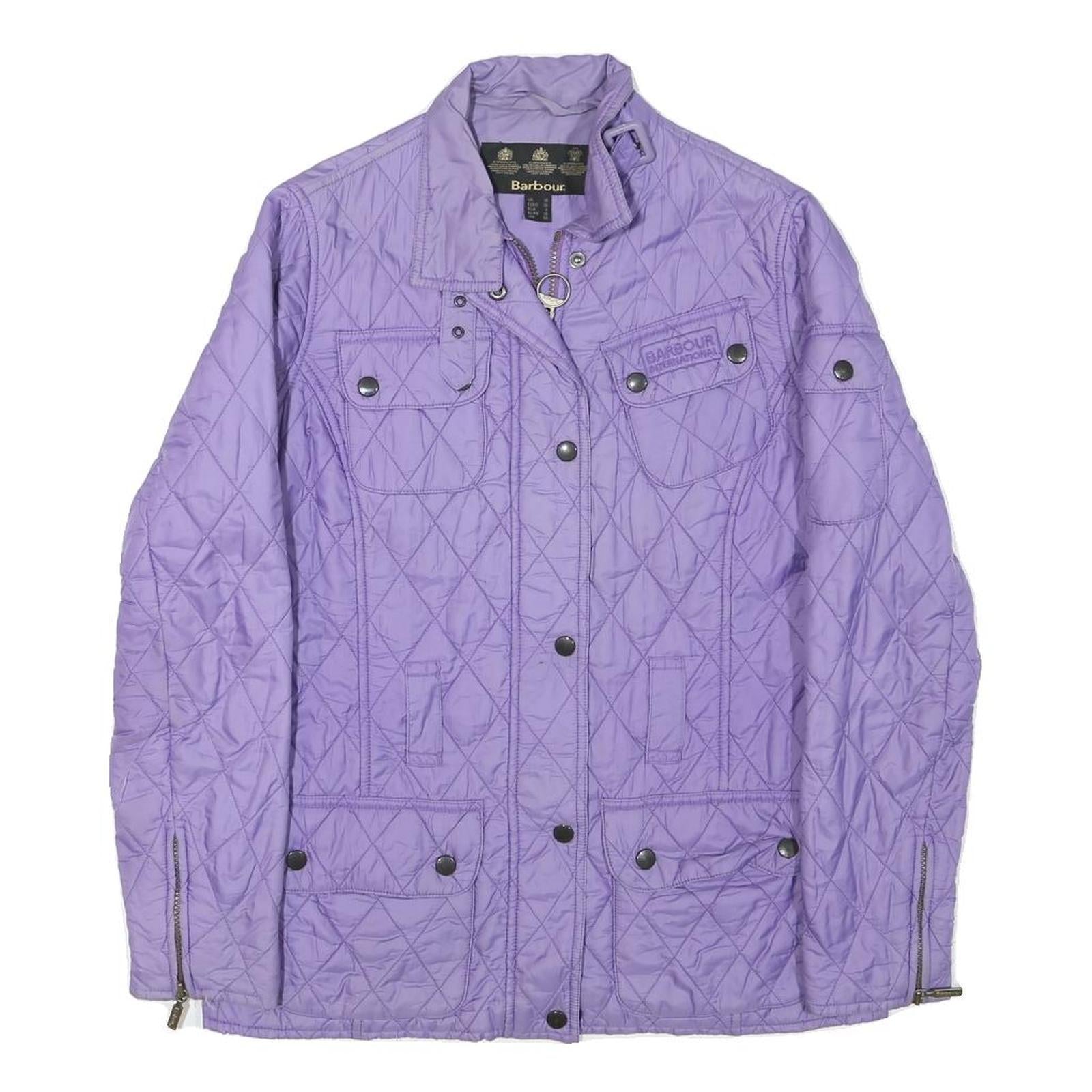BARBOUR Womens Purple Quilted Jacket UK 10 Polyester Blend Button Closure Refurbished - N/A refurbished available on Cerqular