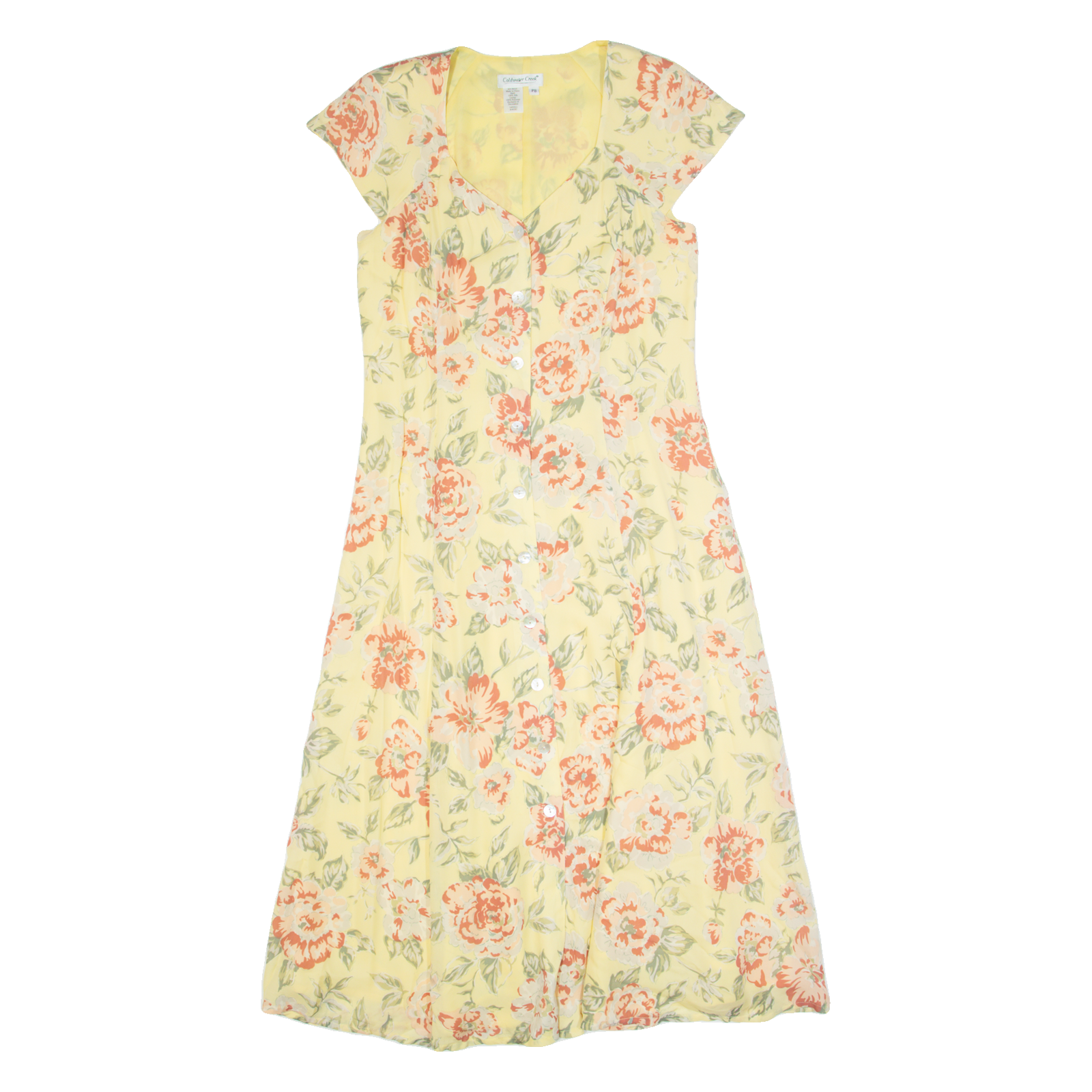 COLDWATER CREEK Womens Tea Dress Yellow 90s Floral Sleeveless Long M Refurbished - N/A refurbished available on Cerqular