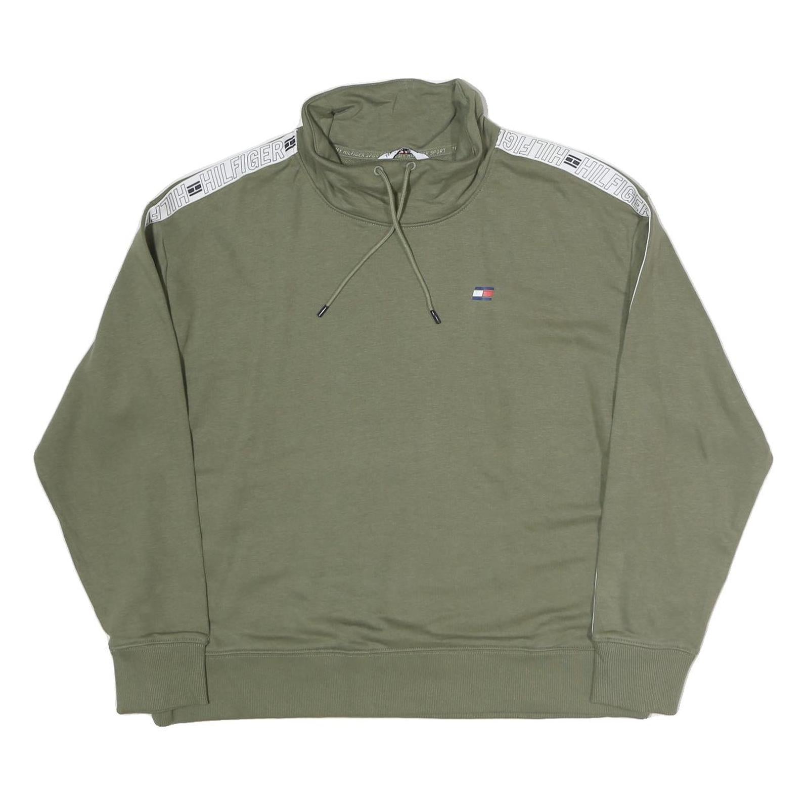 TOMMY HILFIGER Mens Green Crew Neck S Logo Tape Detail Sweatshirt Refurbished - N/A refurbished available on Cerqular