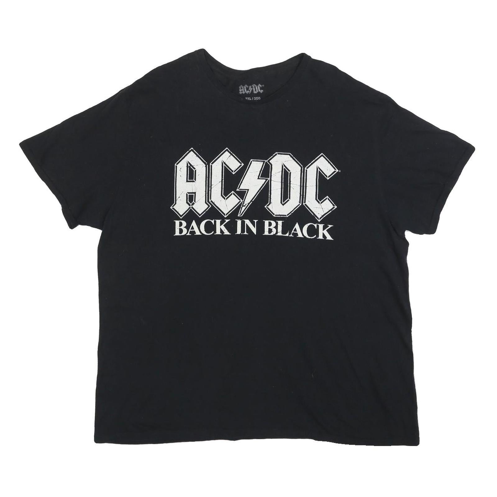 ACDC Womens Black Back In Black Graphic T-Shirt 2XL Short Sleeve Crew Neck Rock Refurbished - N/A refurbished available on Cerqular