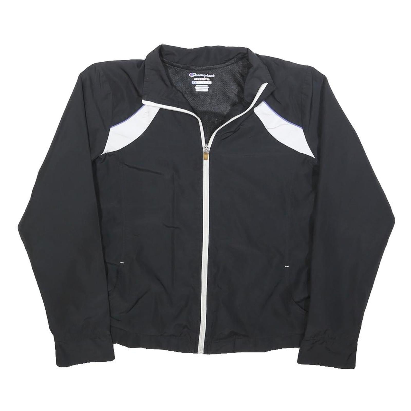 CHAMPION Womens Black & White Athletic Jacket M Polyester Blend Zip Plain Refurbished - N/A refurbished available on Cerqular