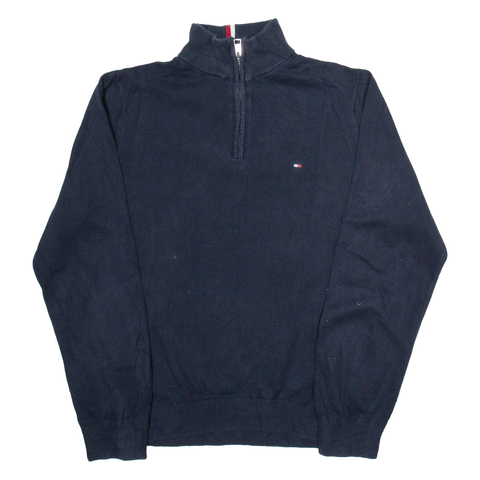 TOMMY HILFIGER Mens Jumper Blue 1/4 Zip Tight Knit M Refurbished - N/A refurbished available on Cerqular