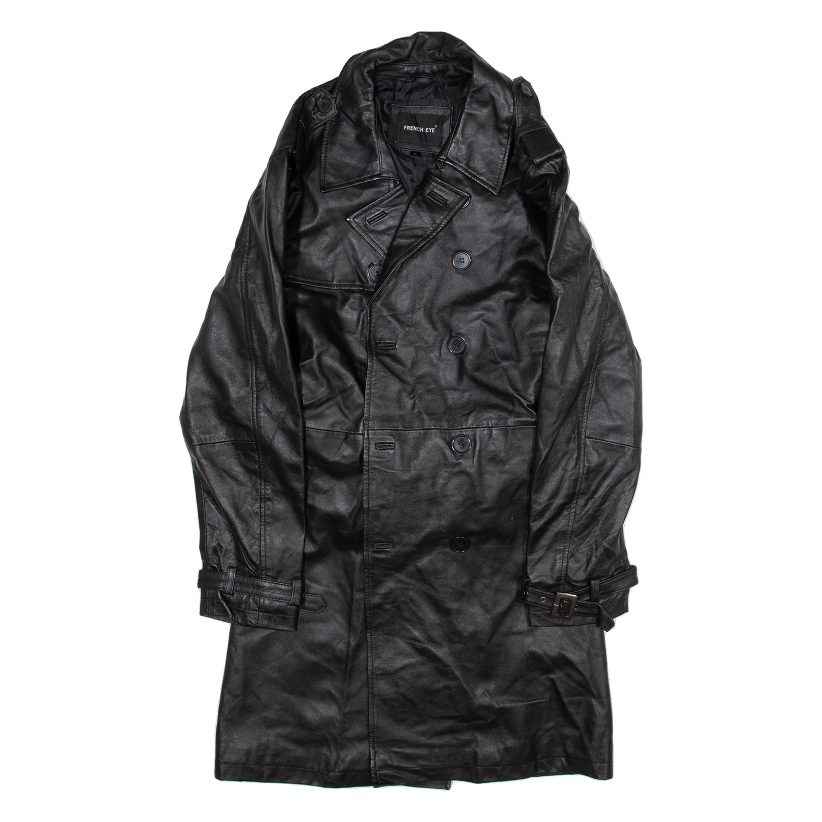 FRENCH EYE Belted Womens Trench Jacket Black L Refurbished - N/A refurbished available on Cerqular