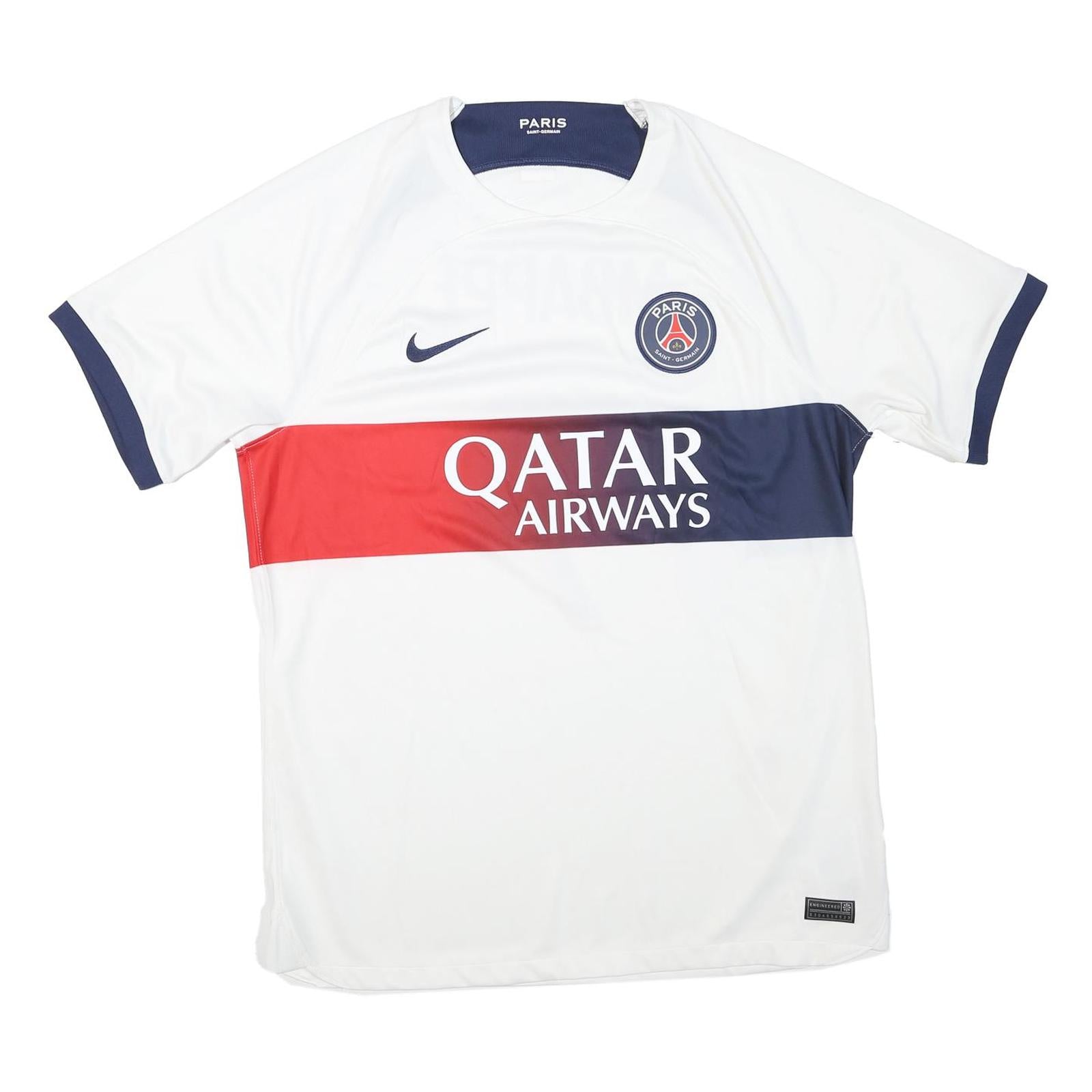 NIKE Mens White Paris Saint-Germain Mbappé Football Shirt L Short Sleeve Crew Refurbished - N/A refurbished available on Cerqular