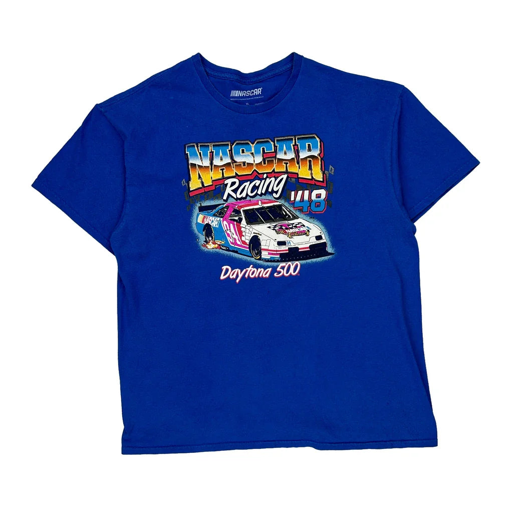 Daytona 500 Nascar Nascar T-Shirt - XL Blue Cotton Refurbished - Thrifted (note: this is a term often used to describe second- refurbished available on Cerqular