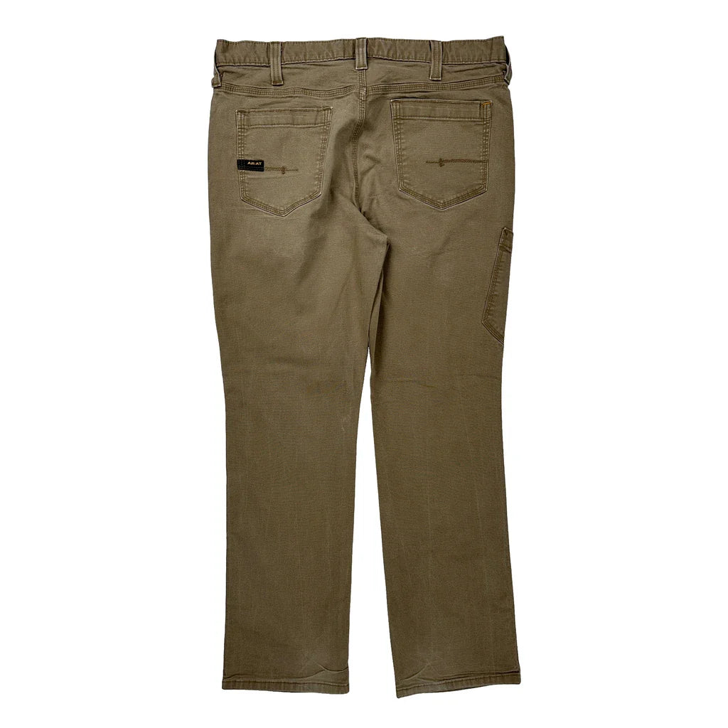 Ariat Slim Carpenter Trousers - 36W 31L Brown Cotton Refurbished - Thrifted (note: this is a term often used to describe second- refurbished available on Cerqular