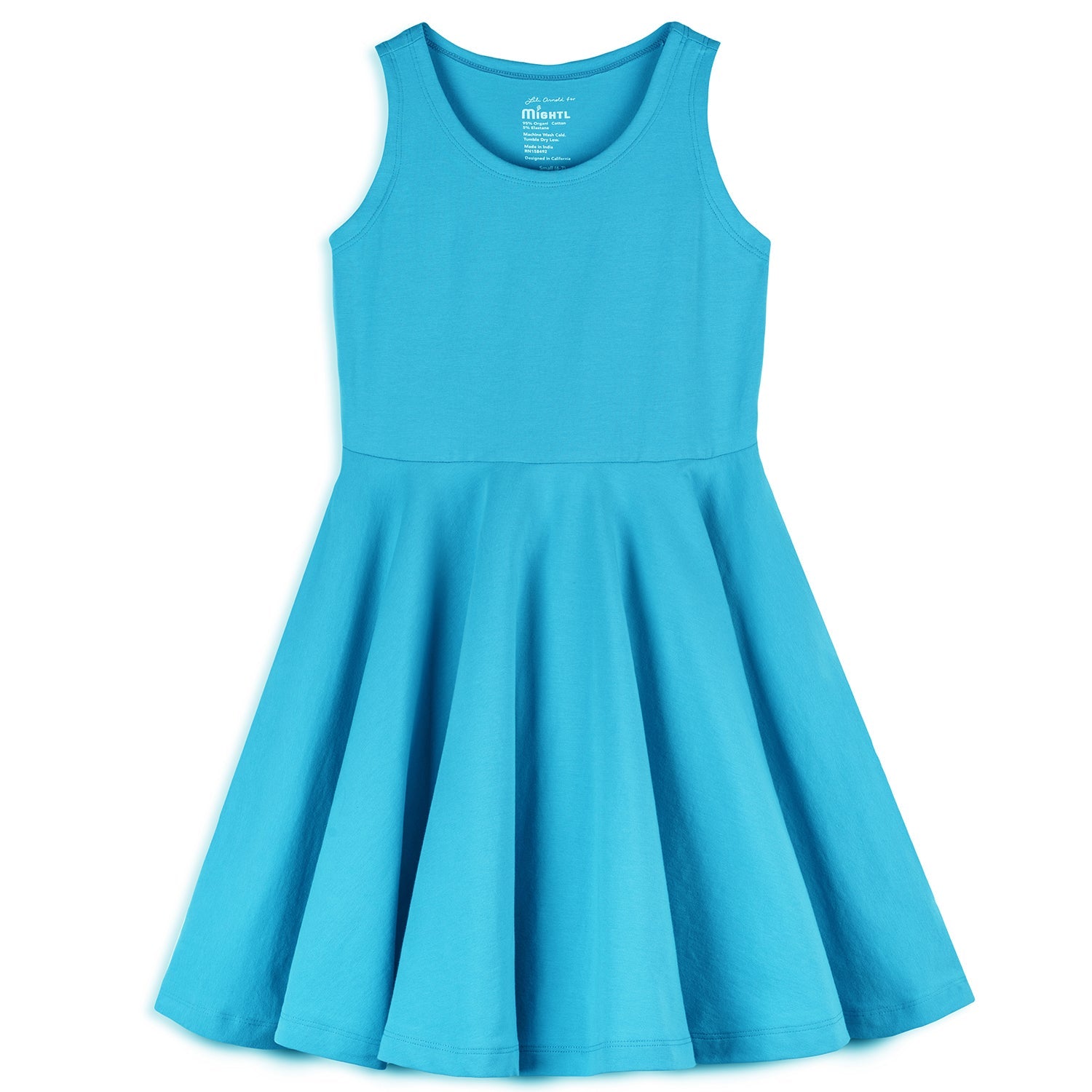 Kids Organic Cotton Sleeveless Twirl Dress - Solids | Color: Turquoise | size: 4T Refurbished - N/A (Note: There is no well-known brand named "M refurbished available on Cerqular