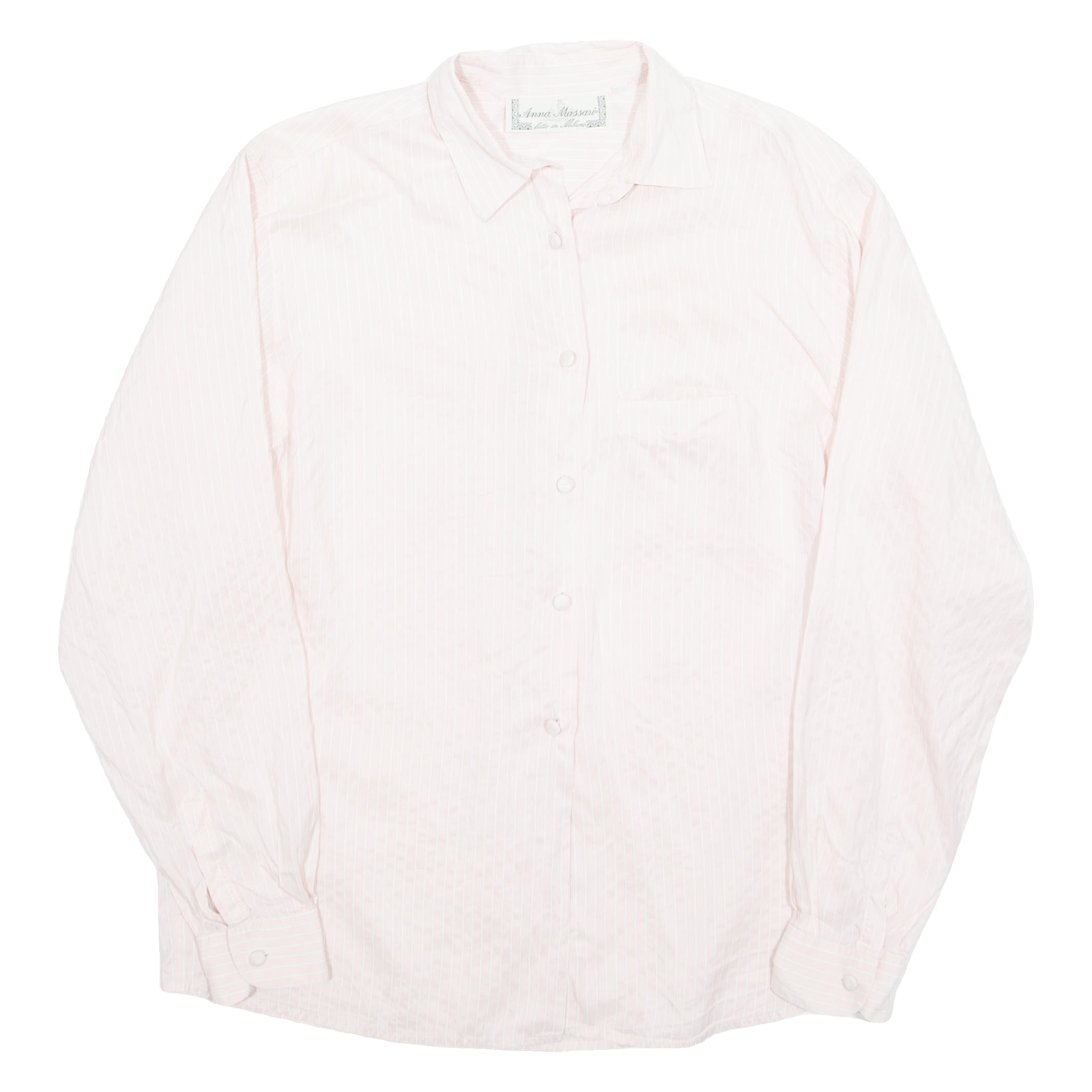 ANNA MASSARI Womens Printed Shirt Pink Collared 90s Striped M Refurbished - N/A refurbished available on Cerqular