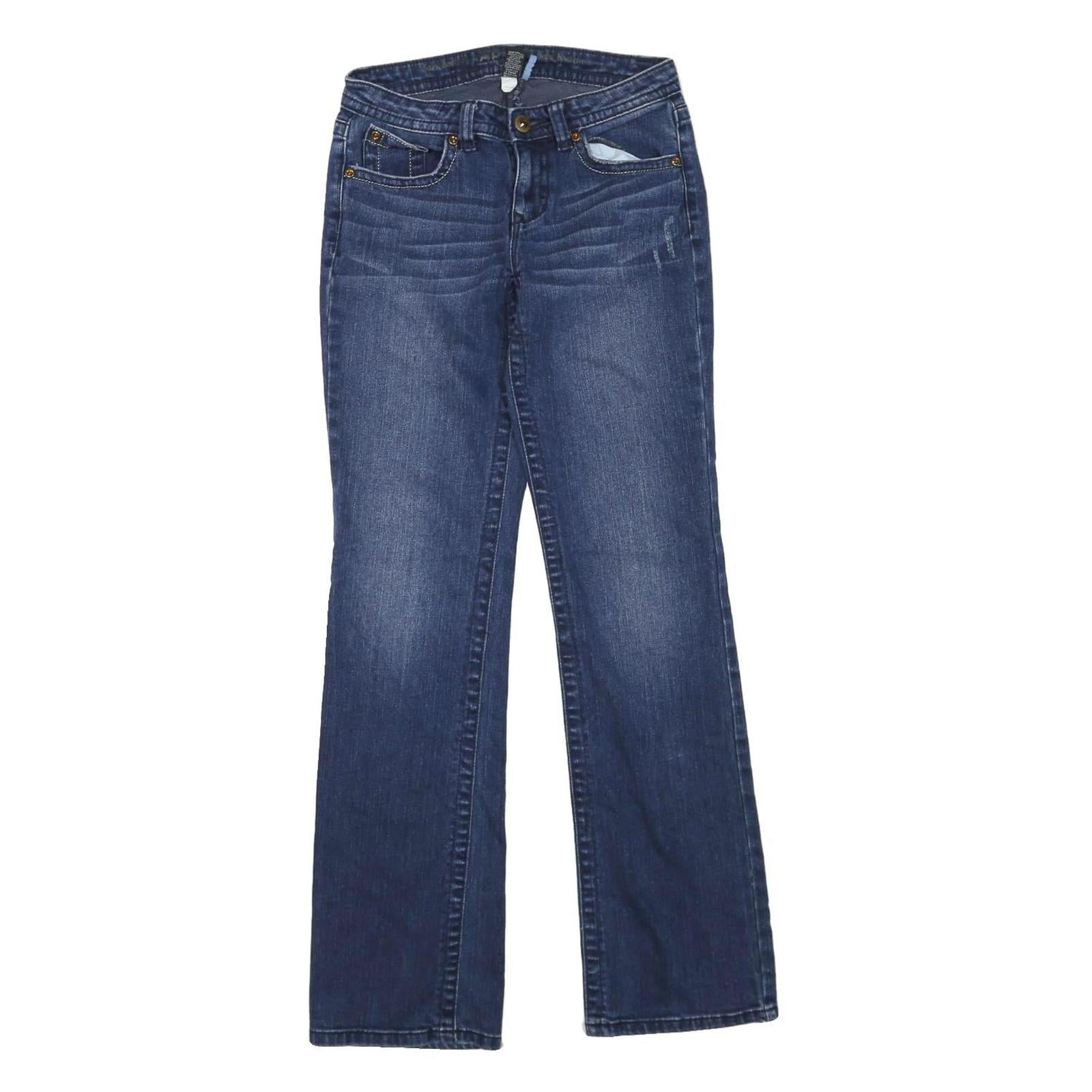 Womens Blue Regular Fit Straight Denim W28 L32 Studded Pocket Zip Closure Jeans Refurbished - N/A refurbished available on Cerqular