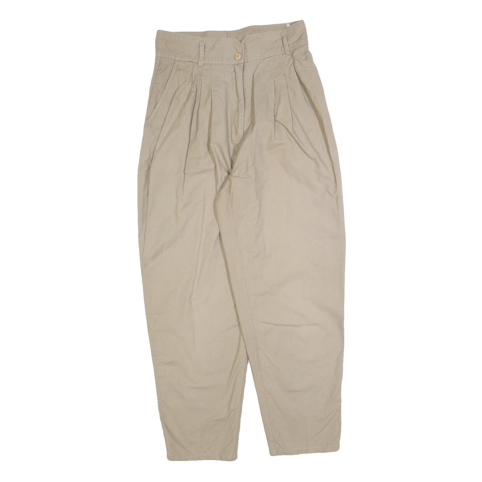 GO-IN Womens Beige Cotton Blend Regular Fit Trousers W30 L28 Classic Casual Wear Refurbished - N/A refurbished available on Cerqular