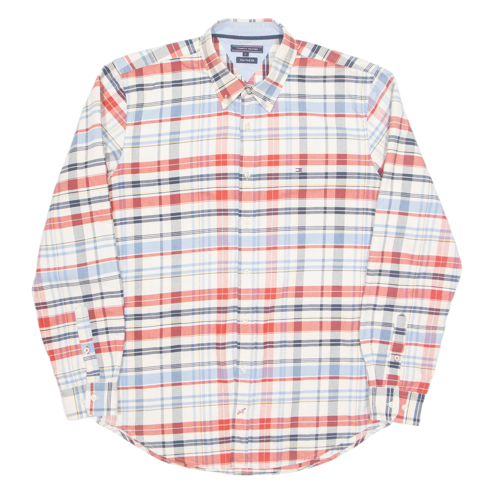 TOMMY HILFIGER New York Fit Mens Shirt Red Check Long Sleeve L Refurbished - N/A refurbished available on Cerqular