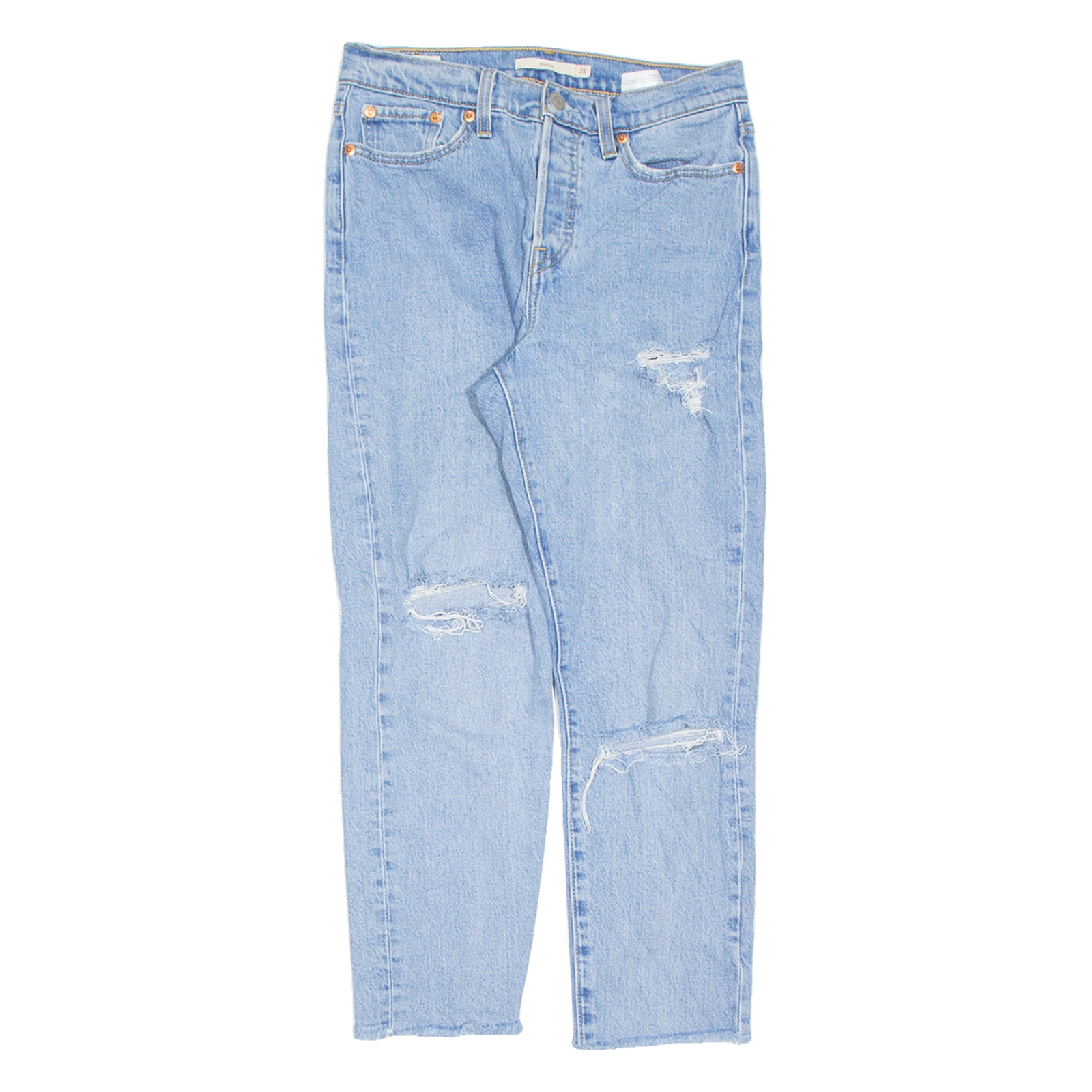 LEVI'S BIG E Distressed Womens Jeans Blue Regular Straight Stone Wash W26 L24 Refurbished - N/A refurbished available on Cerqular