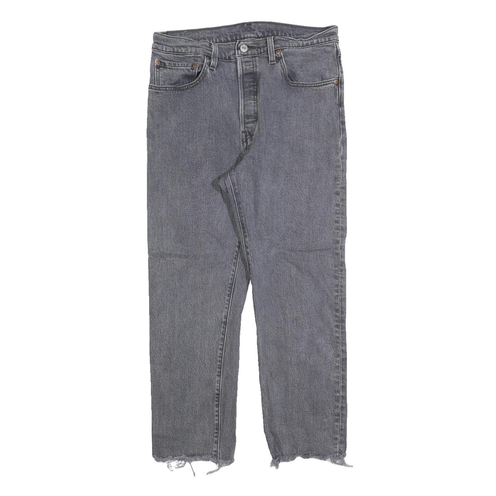 LEVI'S 501 Womens Jeans Grey Regular Straight Denim Raw W30 L26 Button Cotton Refurbished - N/A refurbished available on Cerqular