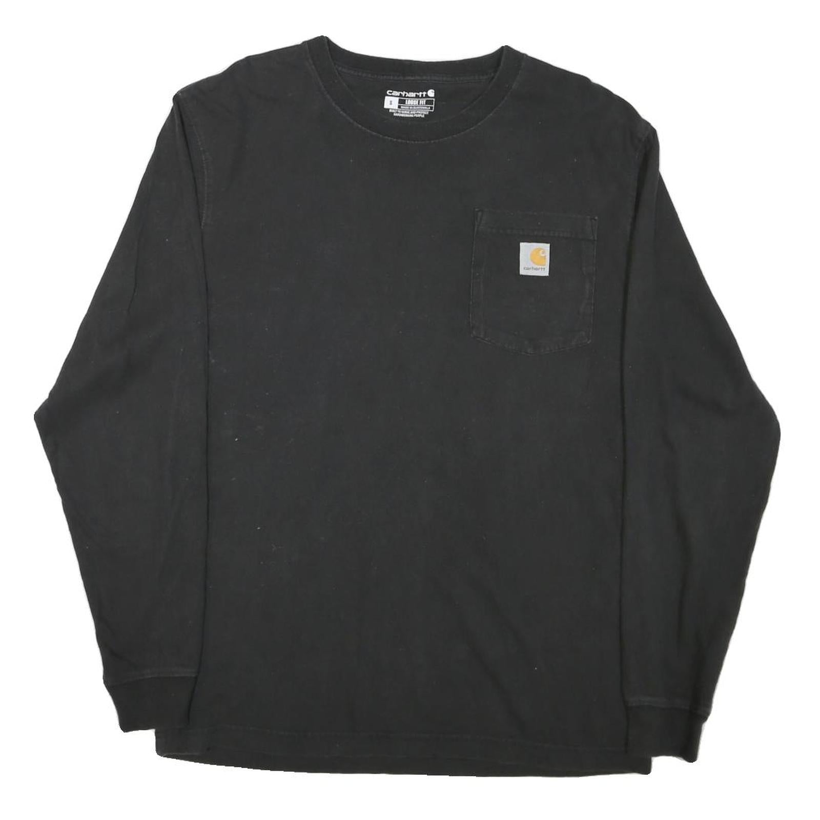 CARHARTT Mens Black Pocket T-Shirt Long Sleeve Crew Neck S Workwear Casual Refurbished - N/A refurbished available on Cerqular