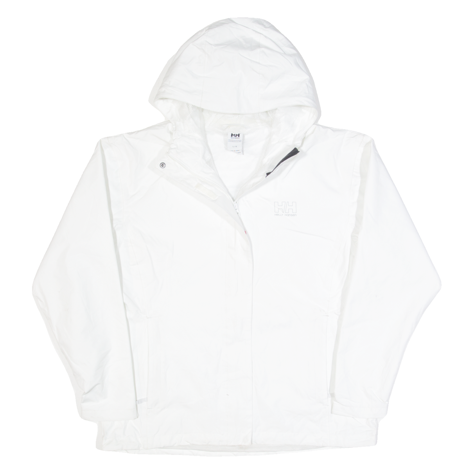 HELLY HANSEN Mesh Lined Womens Rain Jacket White Hooded L Refurbished - N/A refurbished available on Cerqular
