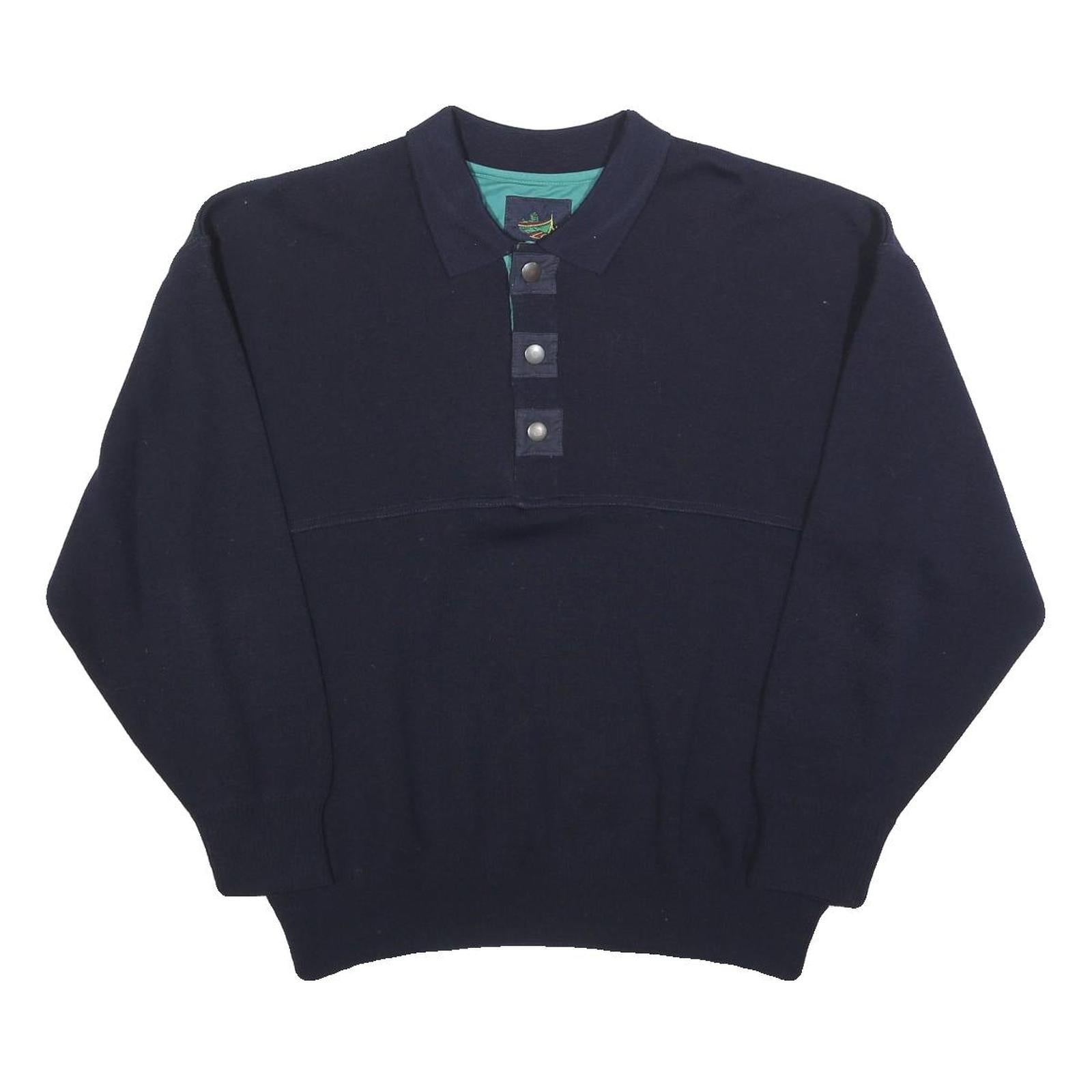 BORT Mens Navy Plain Wool Blend Pullover Jumper 2XL Button Neck Relaxed Fit Refurbished - N/A refurbished available on Cerqular
