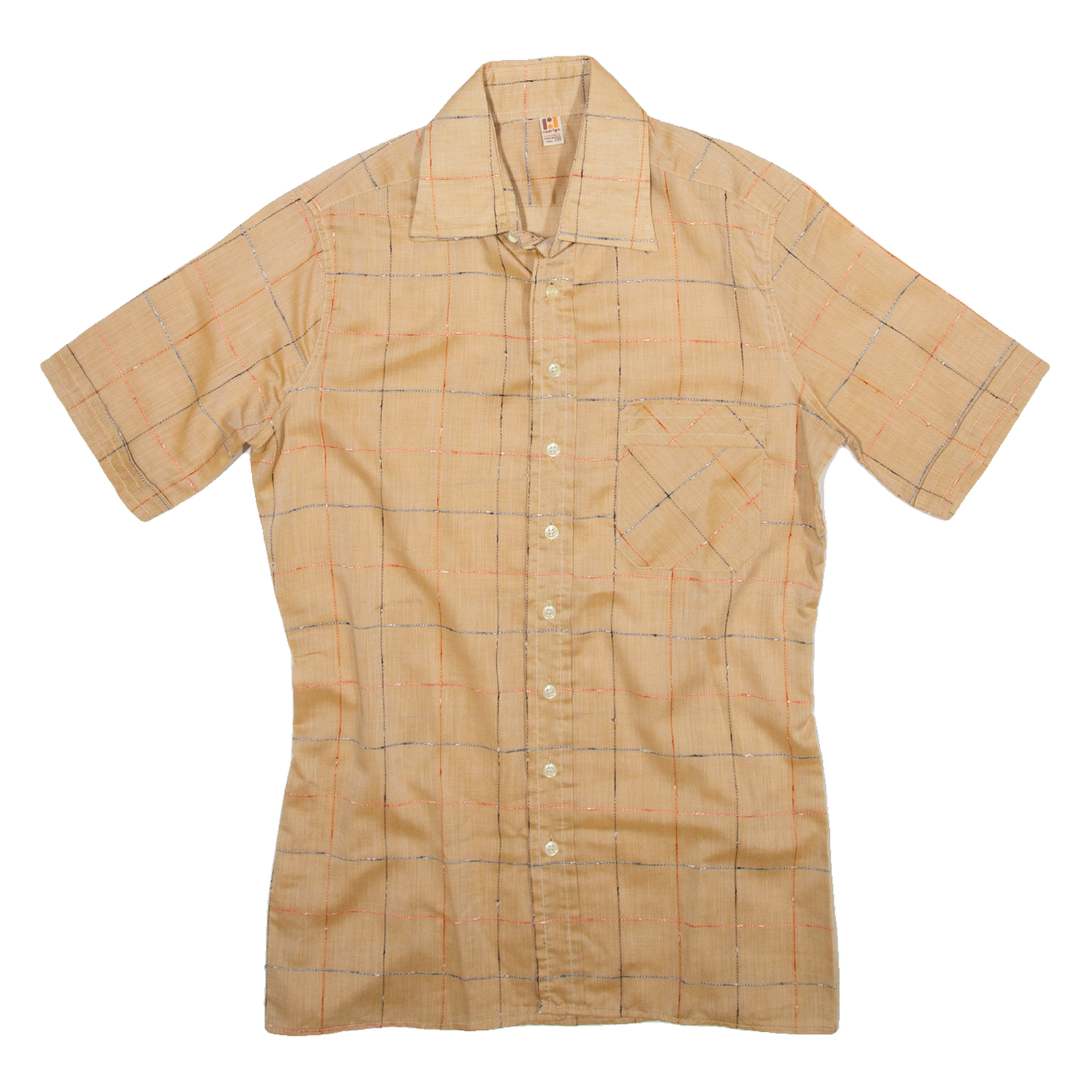 RODRIGO Mens Shirt Orange Gingham S Refurbished - N/A refurbished available on Cerqular