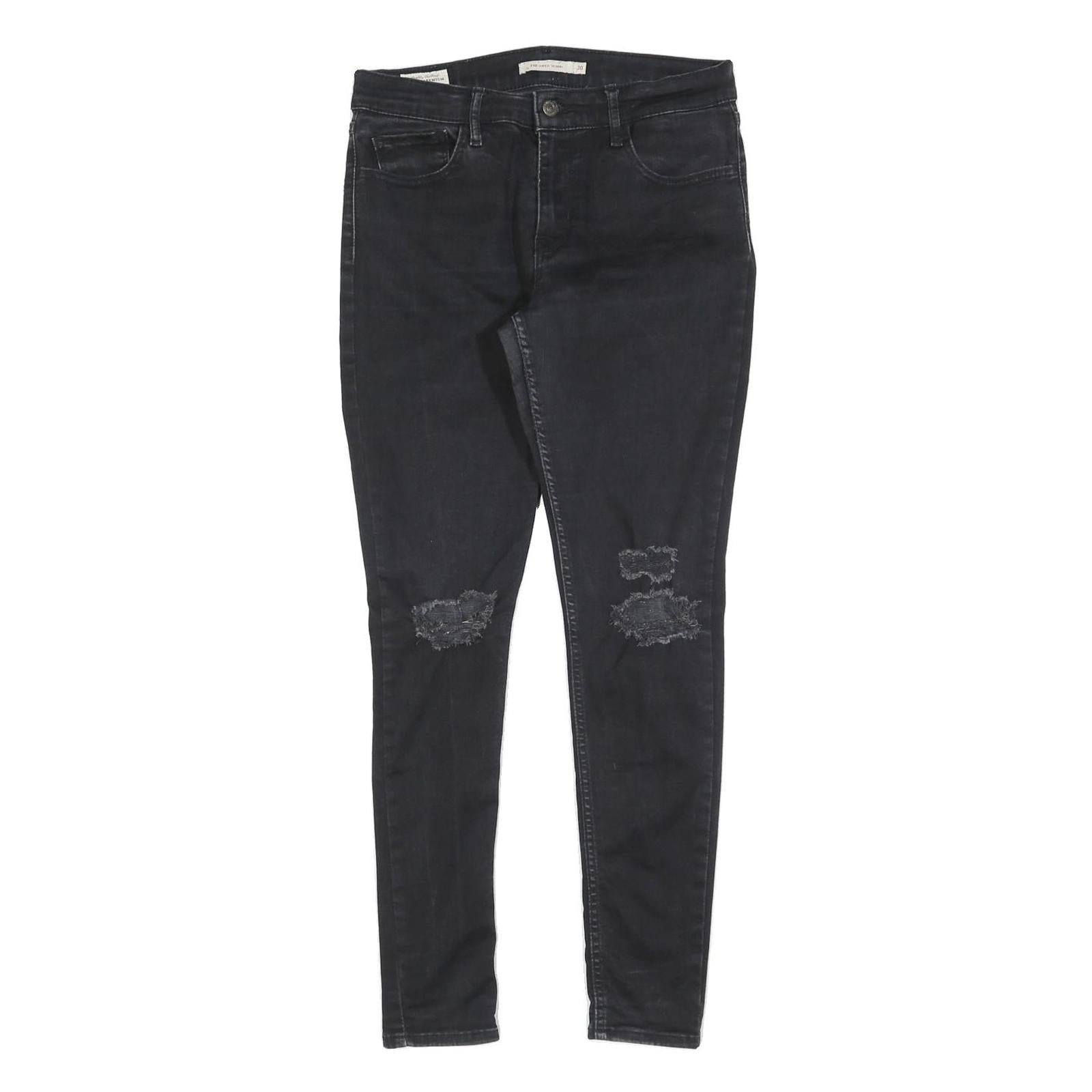 LEVI'S 710 Womens Slim Black Denim Jeans W30 L30 Distressed Cotton Blend Zip Refurbished - N/A refurbished available on Cerqular