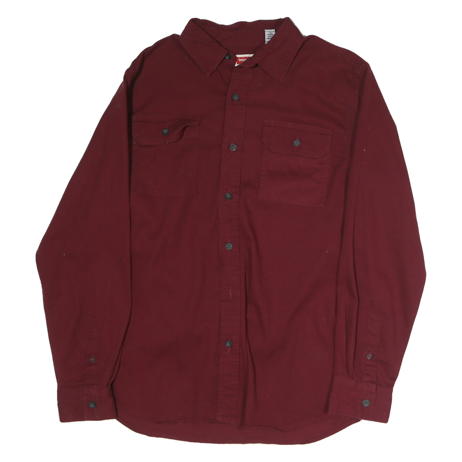 WRANGLER Mens Maroon Plain Cotton Shirt M Casual Button Pocket Refurbished - N/A refurbished available on Cerqular