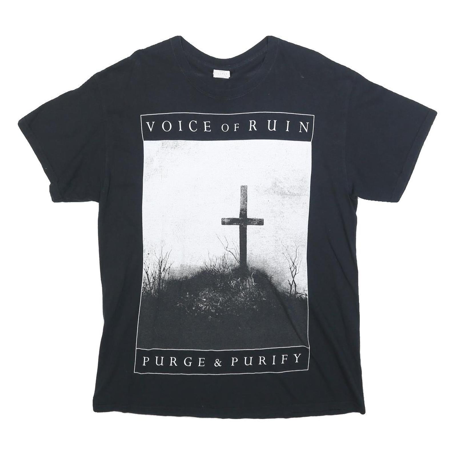 GILDAN Mens Black Voice Of Ruin Graphic T-Shirt L Short Sleeve Crew Neck Cotton Refurbished - N/A refurbished available on Cerqular