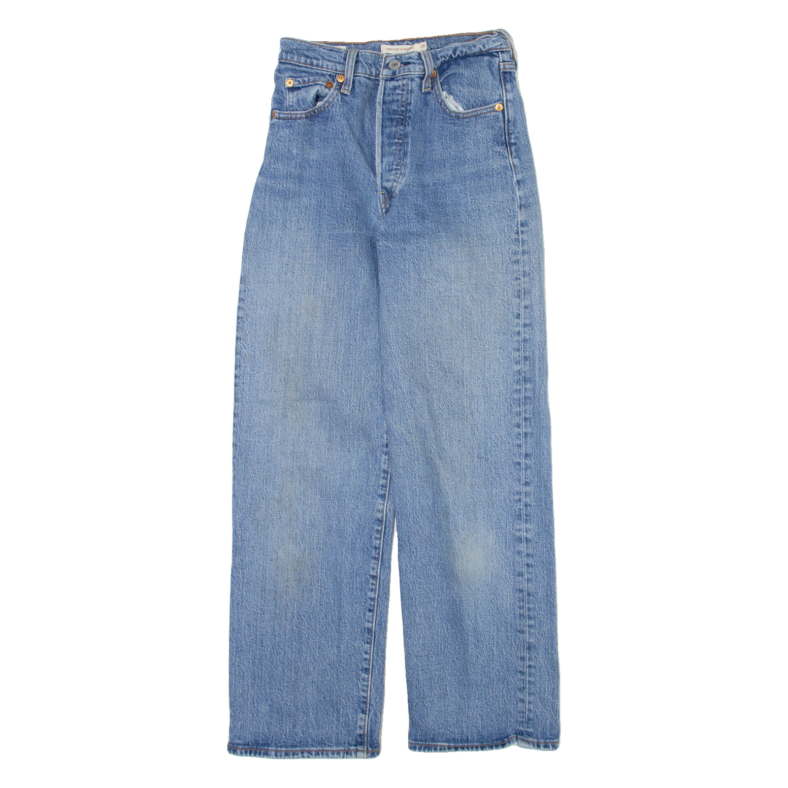 LEVI'S Ribcage Straight Big E Womens Jeans Blue Straight W22 L27 Refurbished - N/A refurbished available on Cerqular