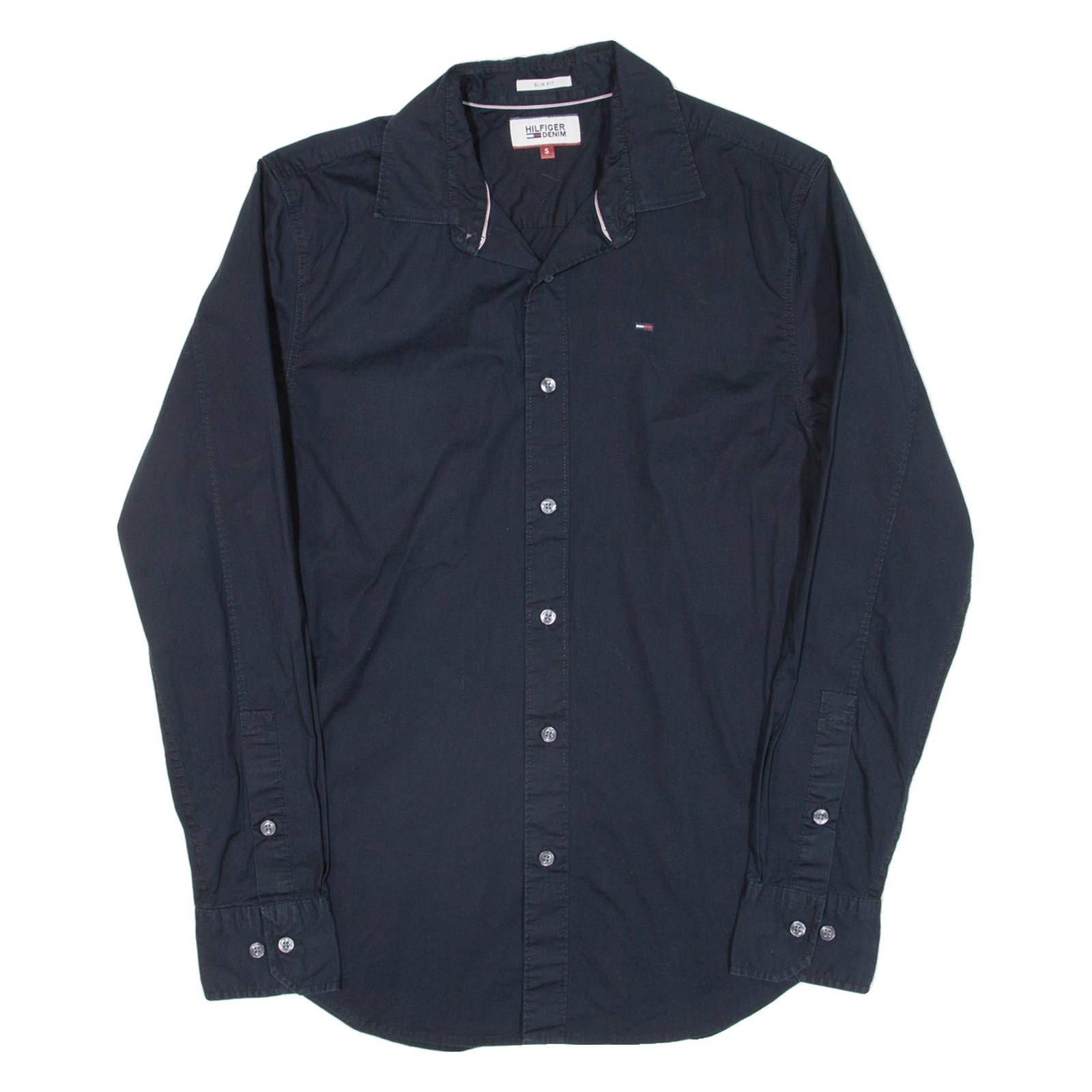 HILFIGER DENIM Slim Fit Mens Plain Shirt Black Long Sleeve S Refurbished - N/A refurbished available on Cerqular