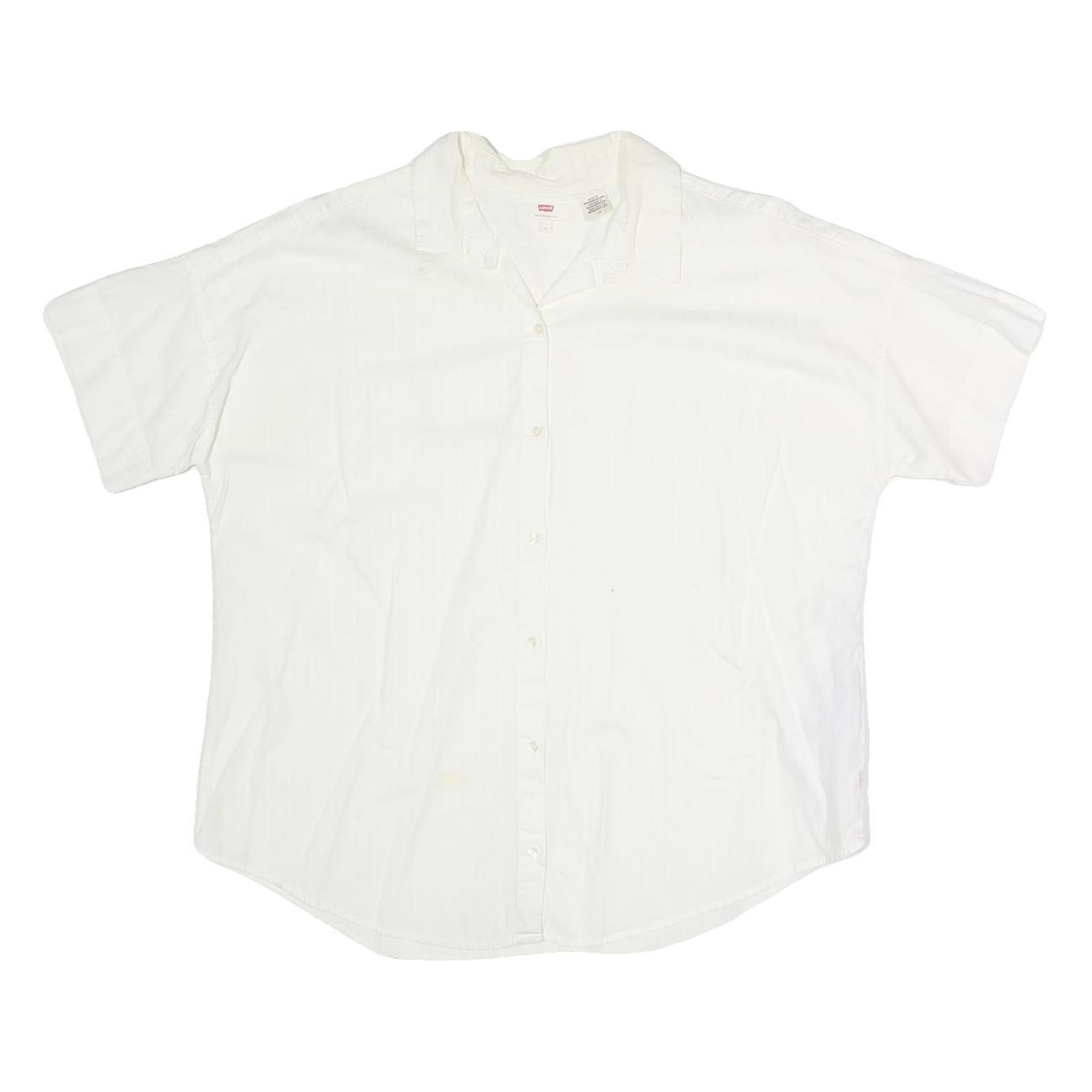 LEVI'S Womens White Cotton Blend Shirt L Casual Short Sleeve Button Down Refurbished - N/A refurbished available on Cerqular