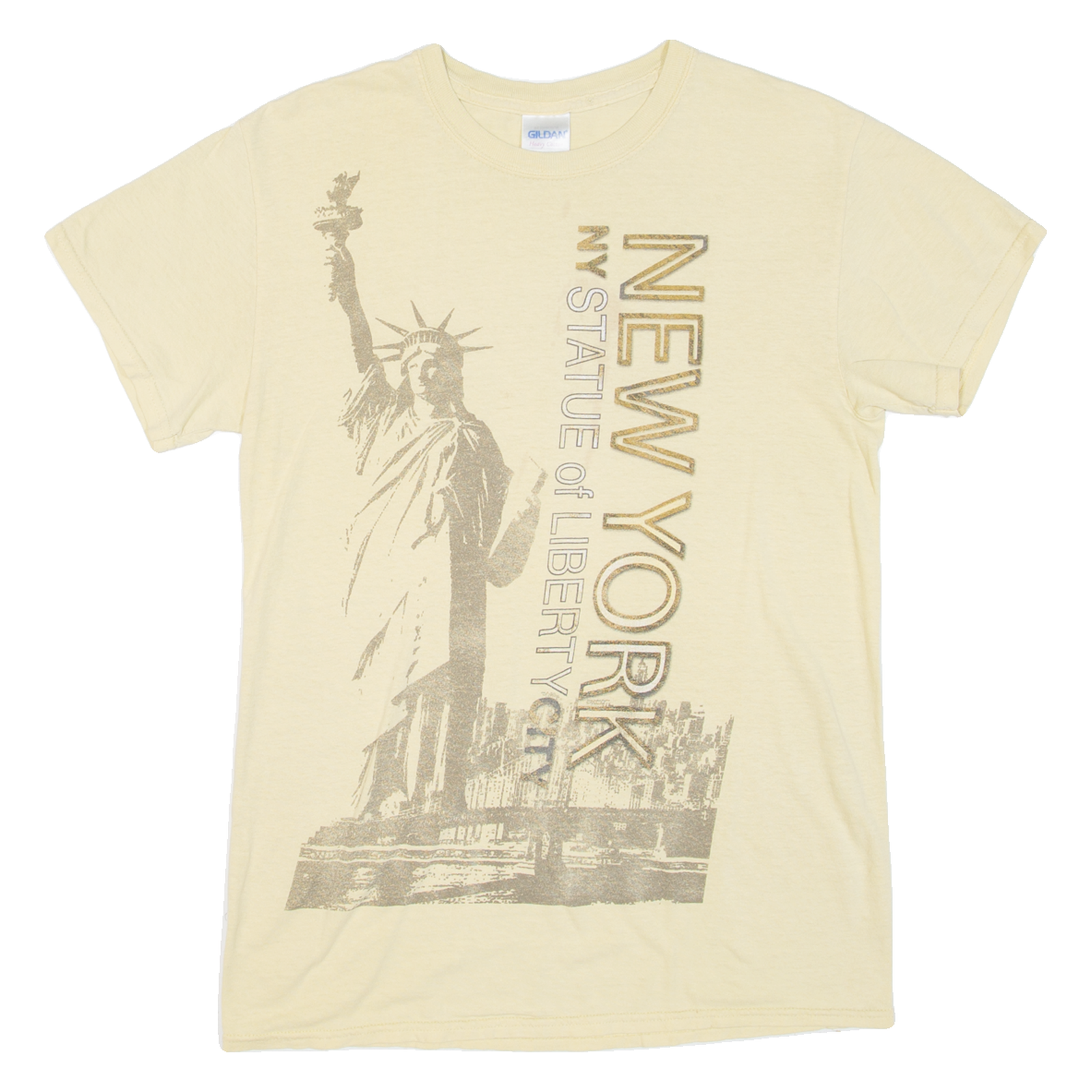 GILDAN New York Mens T-Shirt Yellow USA Crew Neck S Refurbished - N/A refurbished available on Cerqular