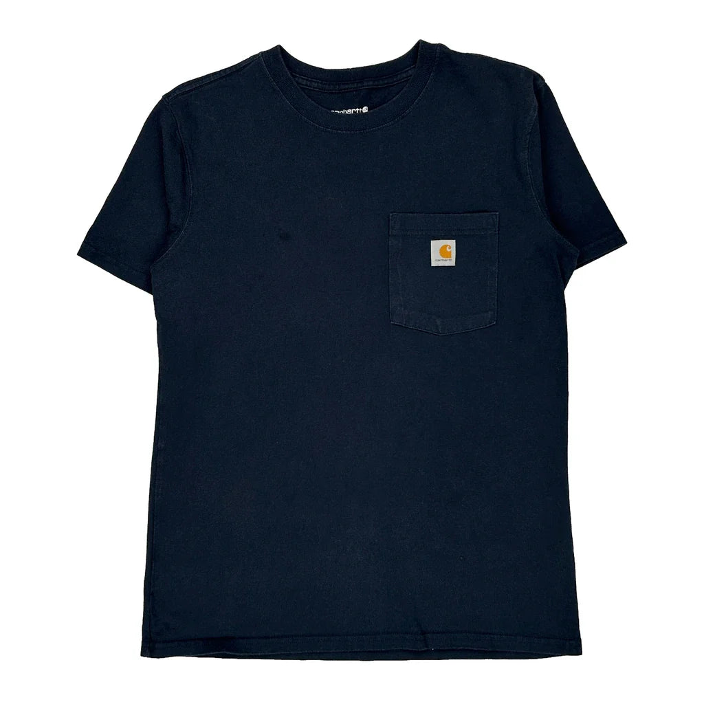Carhartt T-Shirt - Small Black Cotton Refurbished - Thrifted (note: this is a term often used to describe second- refurbished available on Cerqular