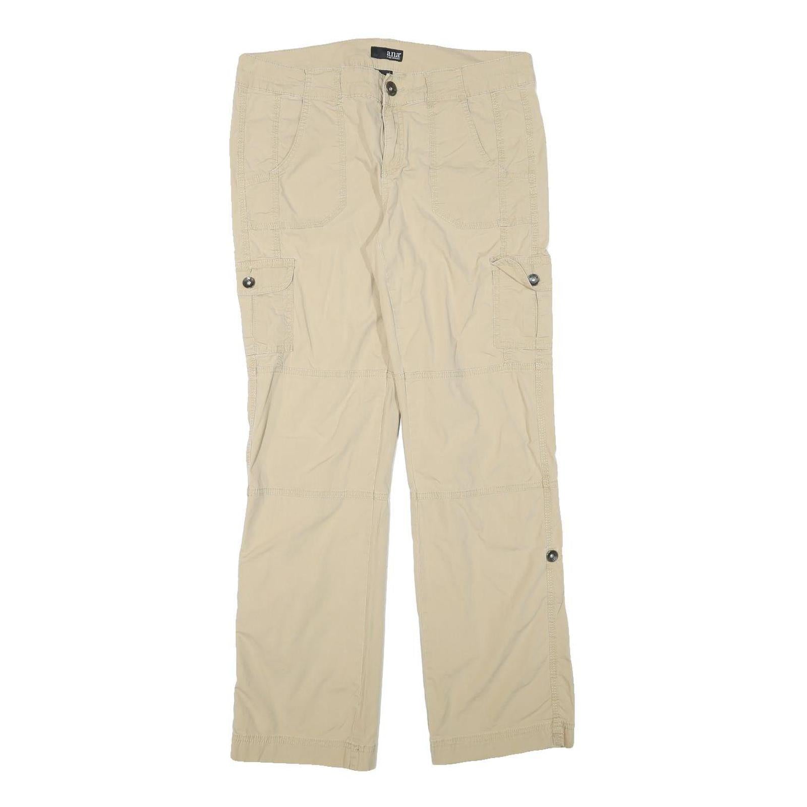 ANA Womens Cotton Blend Beige Regular Fit Straight Leg Trousers W32 L30 Casual Refurbished - N/A refurbished available on Cerqular