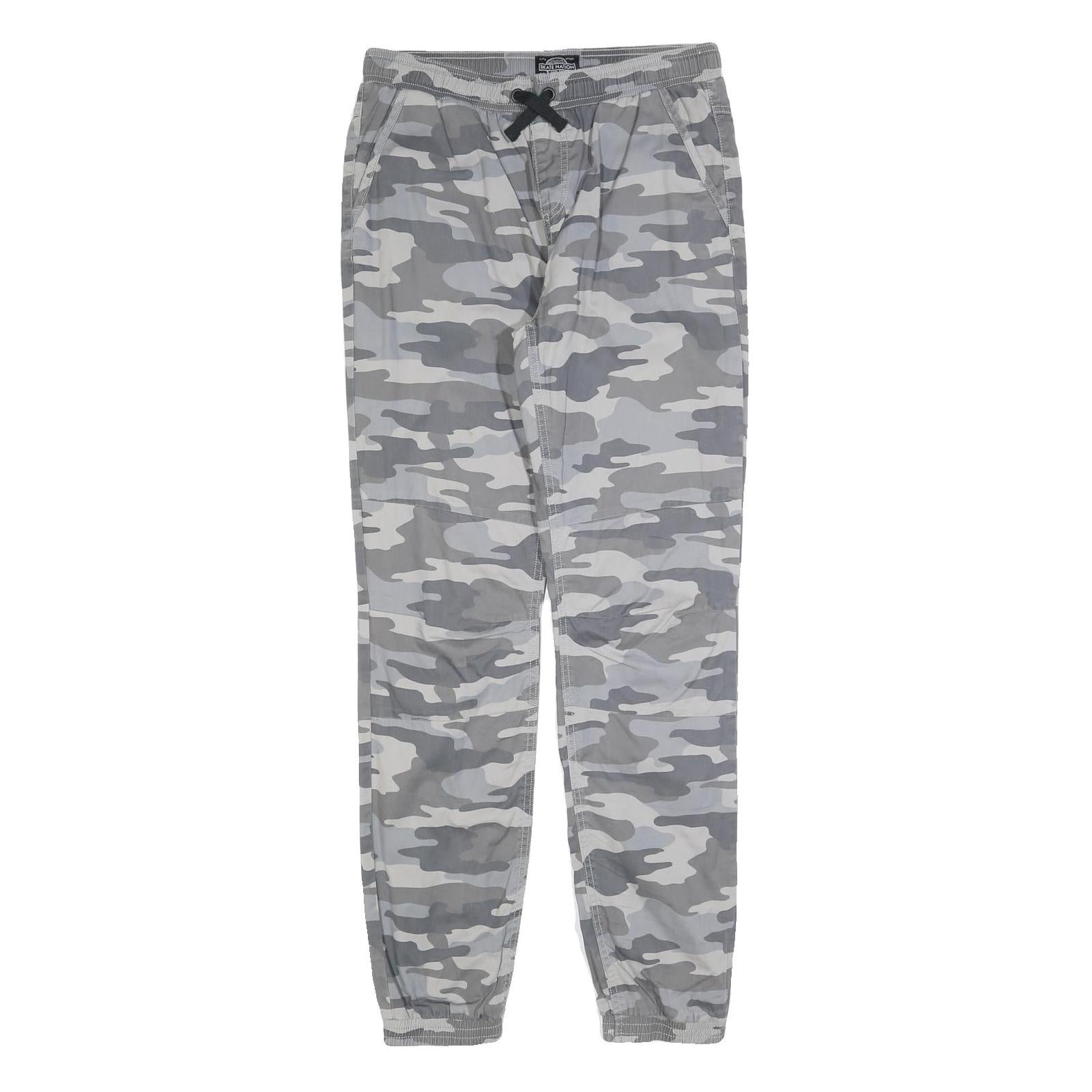 SKATE NATION Mens Cotton Blend Grey Camouflage Slim Drawstring Trousers W30 L32 Refurbished - N/A refurbished available on Cerqular