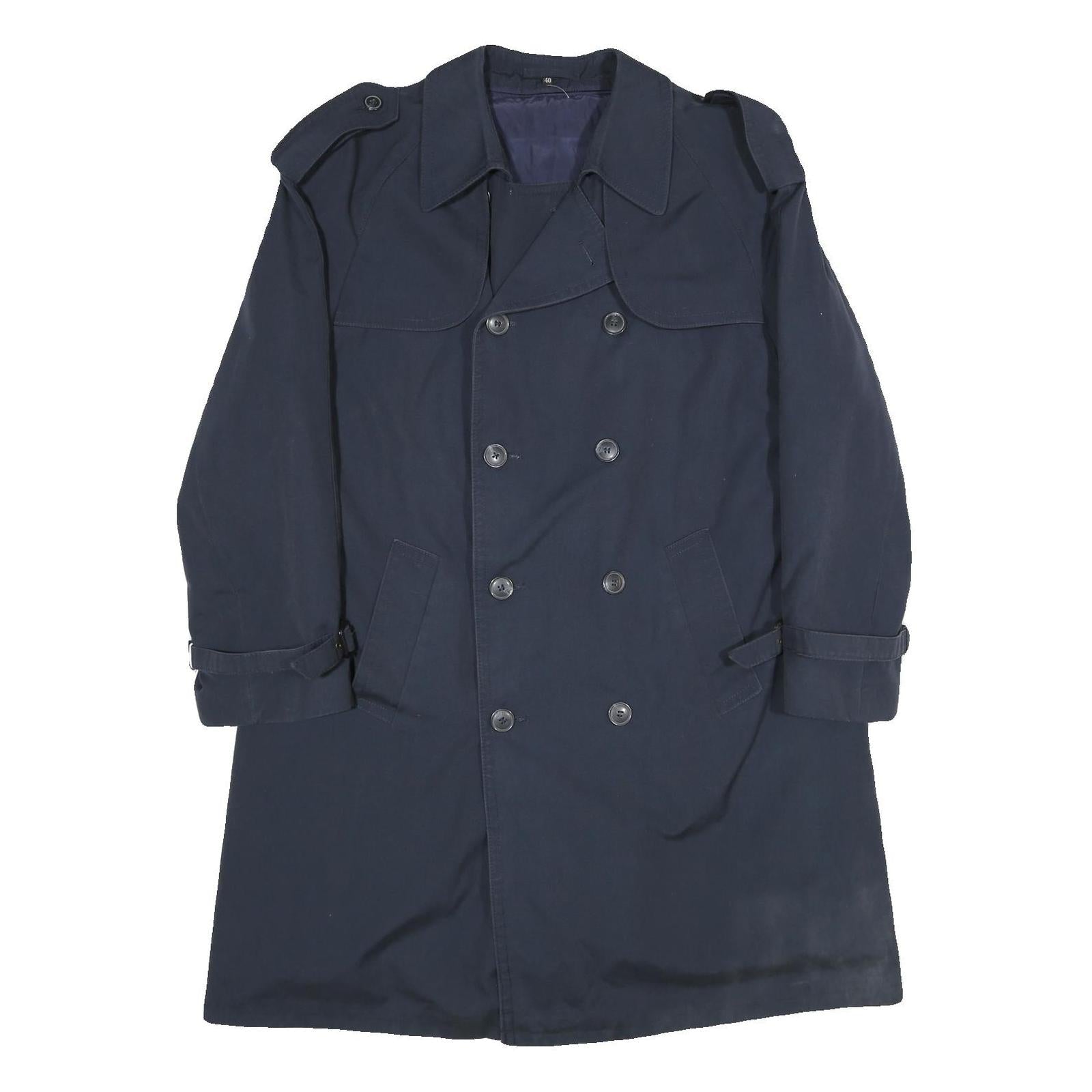 BROOK TAVERNER Mens Navy Blue Classic Trench Jacket M Polyester Blend Button Refurbished - N/A refurbished available on Cerqular
