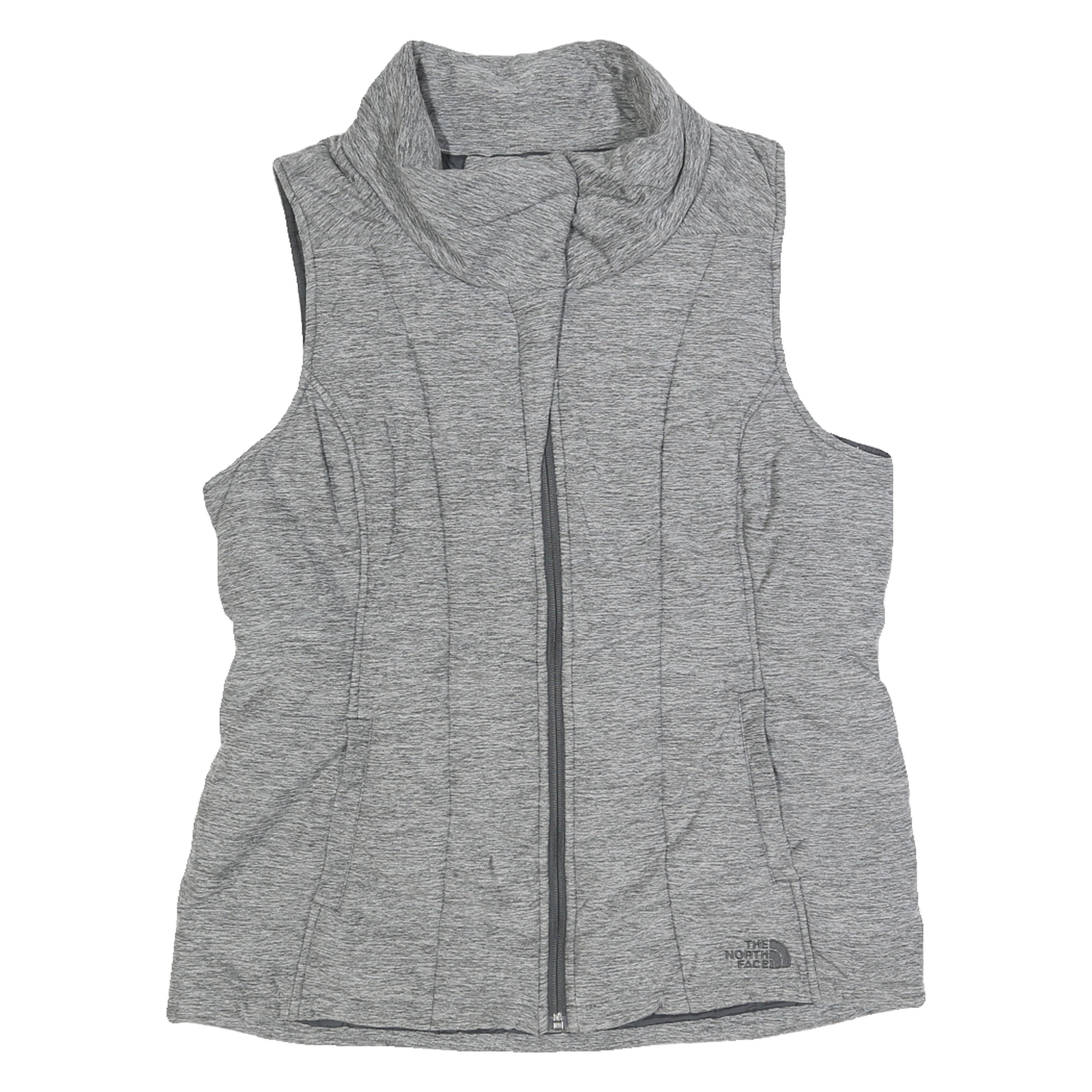 THE NORTH FACE Womens Grey Sleeveless Jacket L Polyester Puffer Outdoor Zip Vest Refurbished - N/A refurbished available on Cerqular