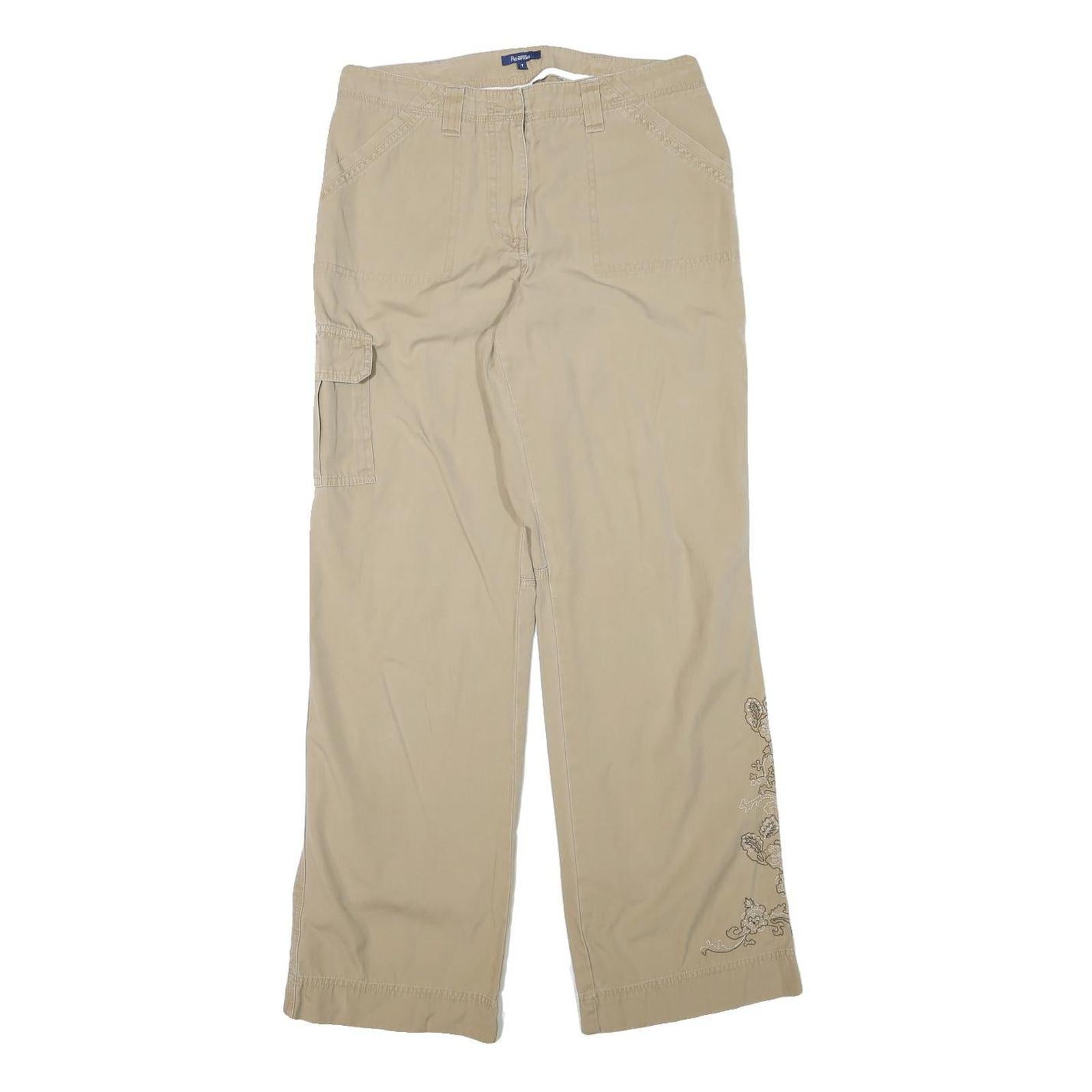 REILMANS Womens Relaxed Beige Cotton Blend Trousers W29 L30 Embroidered Pocket Refurbished - N/A refurbished available on Cerqular