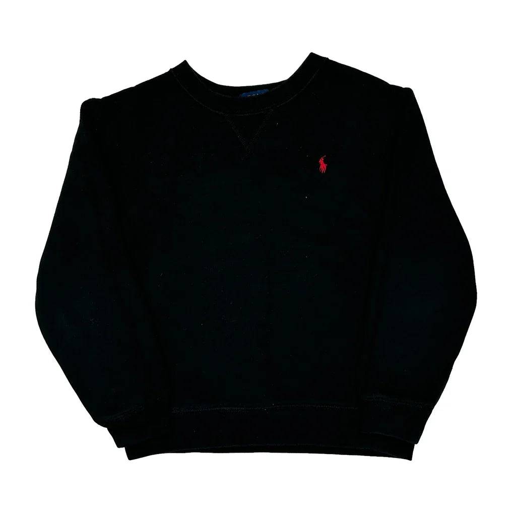 Age 7 Polo By Ralph Lauren Sweatshirt - Small Black Cotton Refurbished - Thrifted (note: this is a term often used to describe second- refurbished available on Cerqular