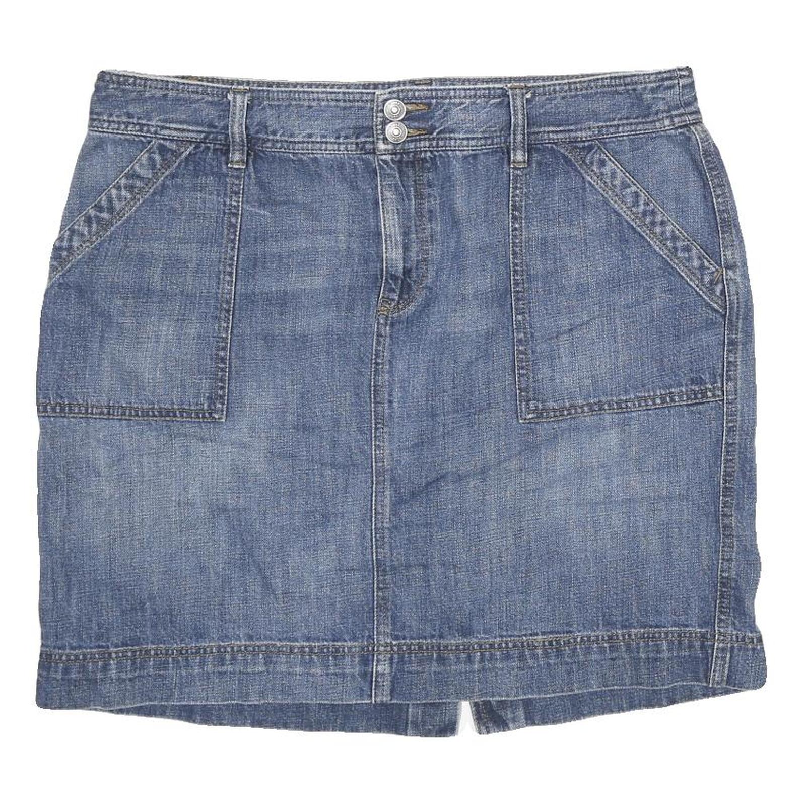 LOFT Womens Blue Denim Mini Cotton Blend Skirt Casual Pockets Zip 2XL Refurbished - N/A refurbished available on Cerqular