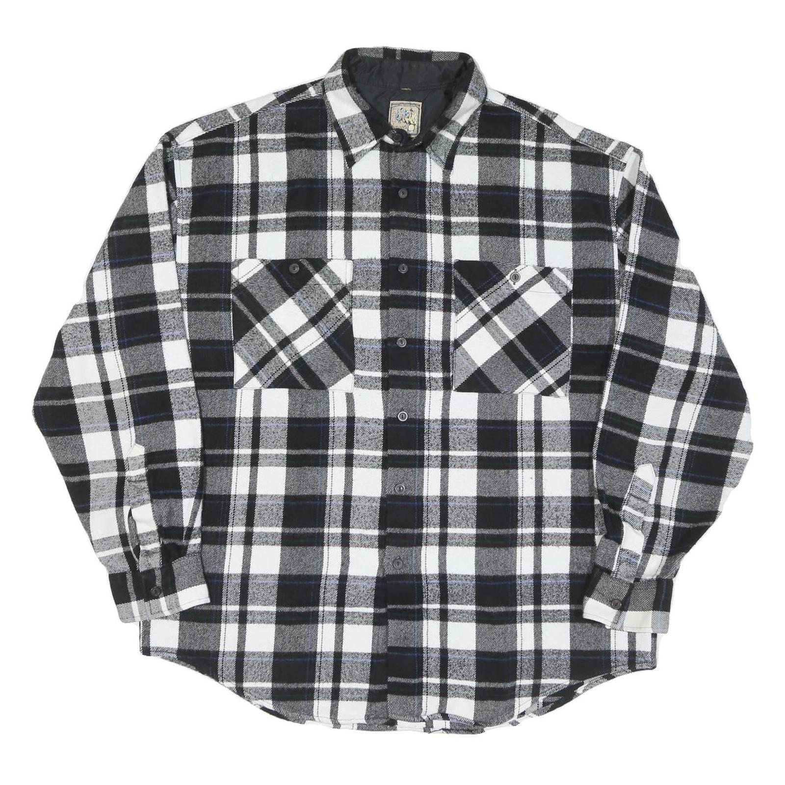 Mens Black & White Check Cotton Shirt XL Classic Plaid Button Pockets Refurbished - N/A refurbished available on Cerqular