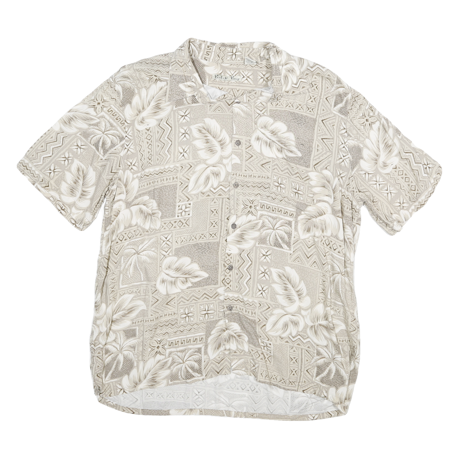BATAK BAY Mens Beige Rayon Hawaiian Shirt L Casual Short Sleeve Summer Refurbished - N/A refurbished available on Cerqular