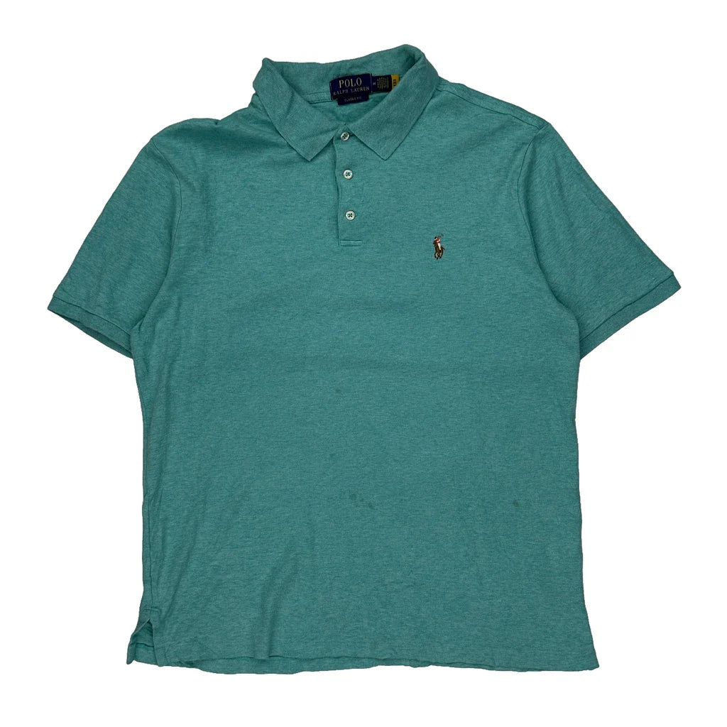 Polo By Ralph Lauren Polo Shirt - Medium Green Cotton Refurbished - Thrifted (note: this is a term often used to describe second- refurbished available on Cerqular