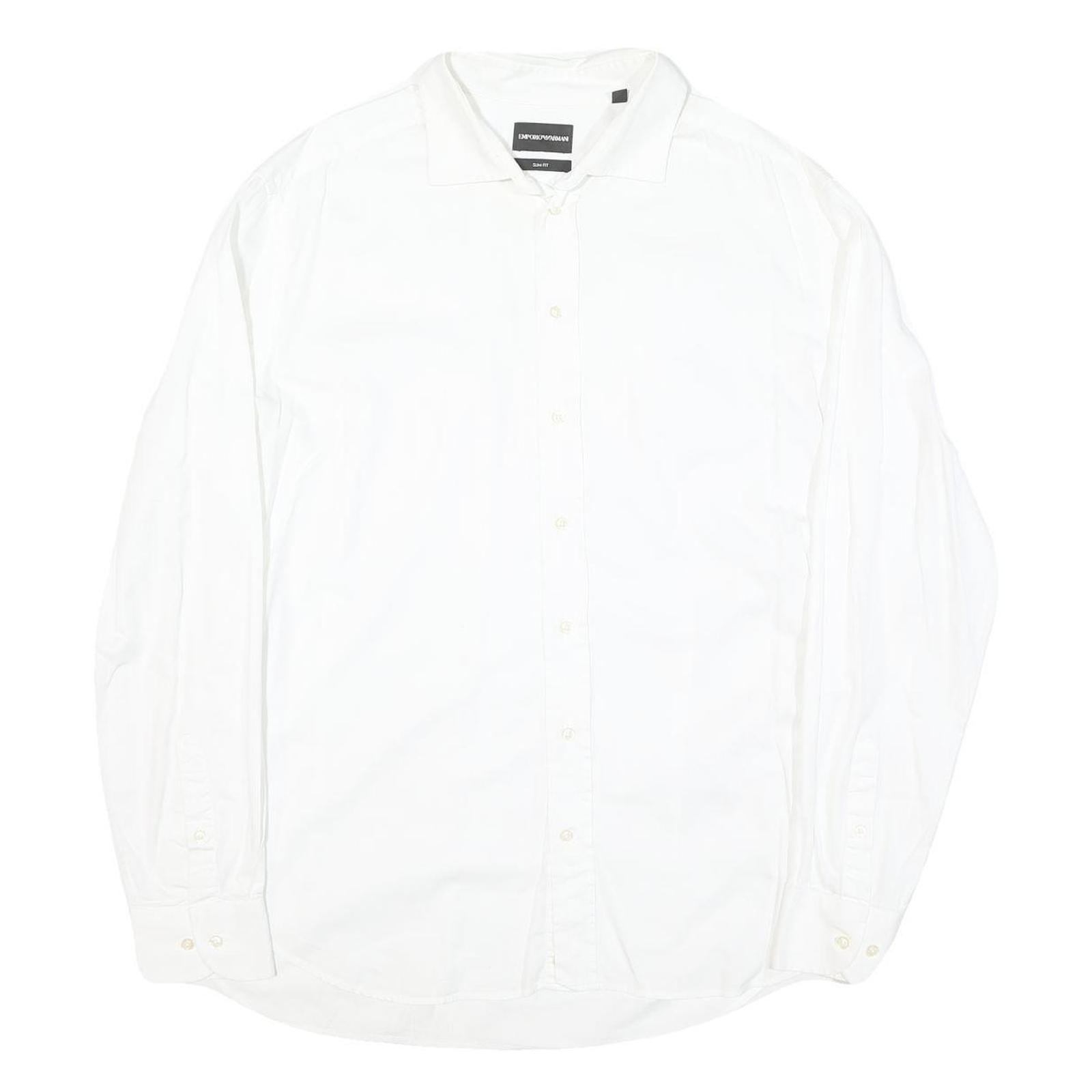 EMPORIO ARMANI Mens White Cotton Blend Shirt XL Smart Classic Button Up Formal Refurbished - N/A refurbished available on Cerqular