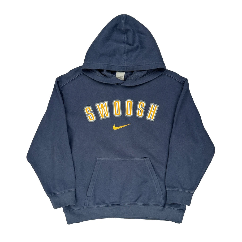 Age 12-13 Nike Hoodie - Large Blue Cotton Refurbished - Thrifted (note: this is a term often used to describe second- refurbished available on Cerqular