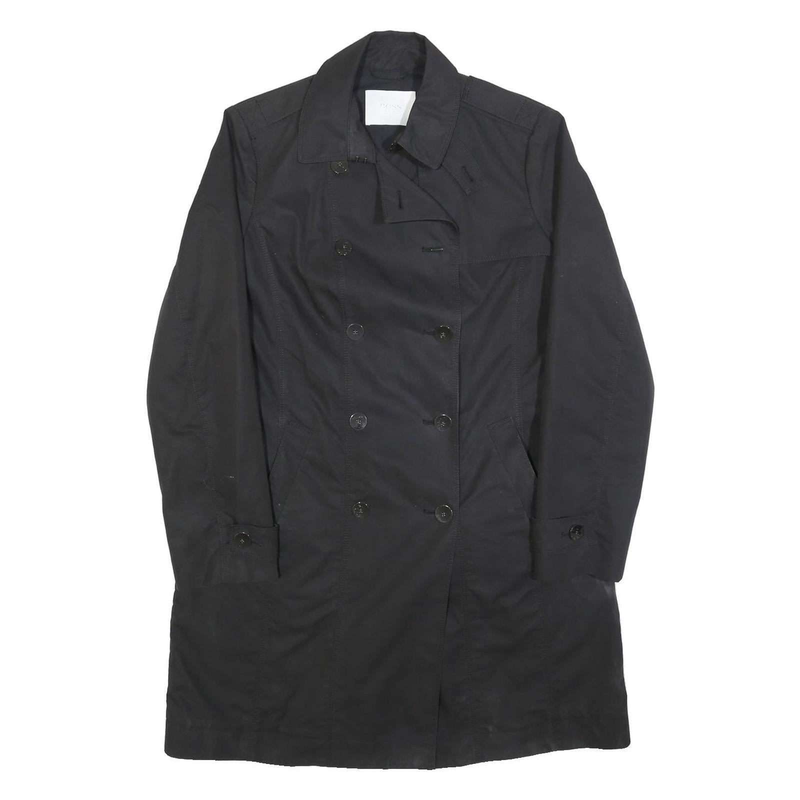 HUGO BOSS Womens Black Cotton Blend Double Breasted Jacket UK 16 Button Closure Refurbished - N/A refurbished available on Cerqular